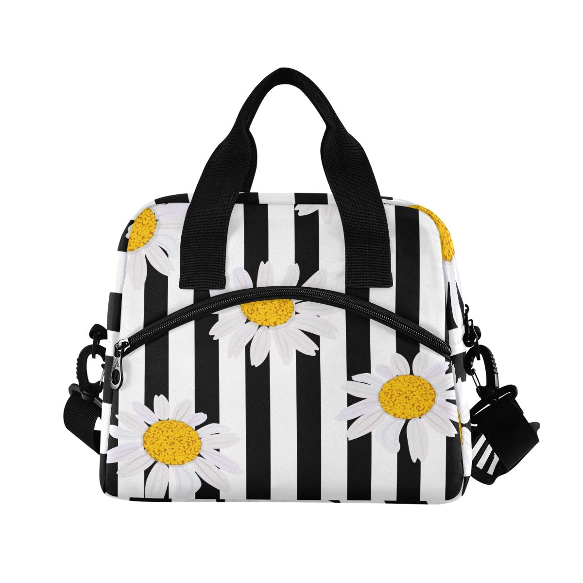 Blueangle Insulated Lunch Bag with Adjustable Shoulder Strap - Reusable Daisy Flower Design Lunch Box for Women & Men | Perfect for Work, School, Picnics & Outdoor Activities