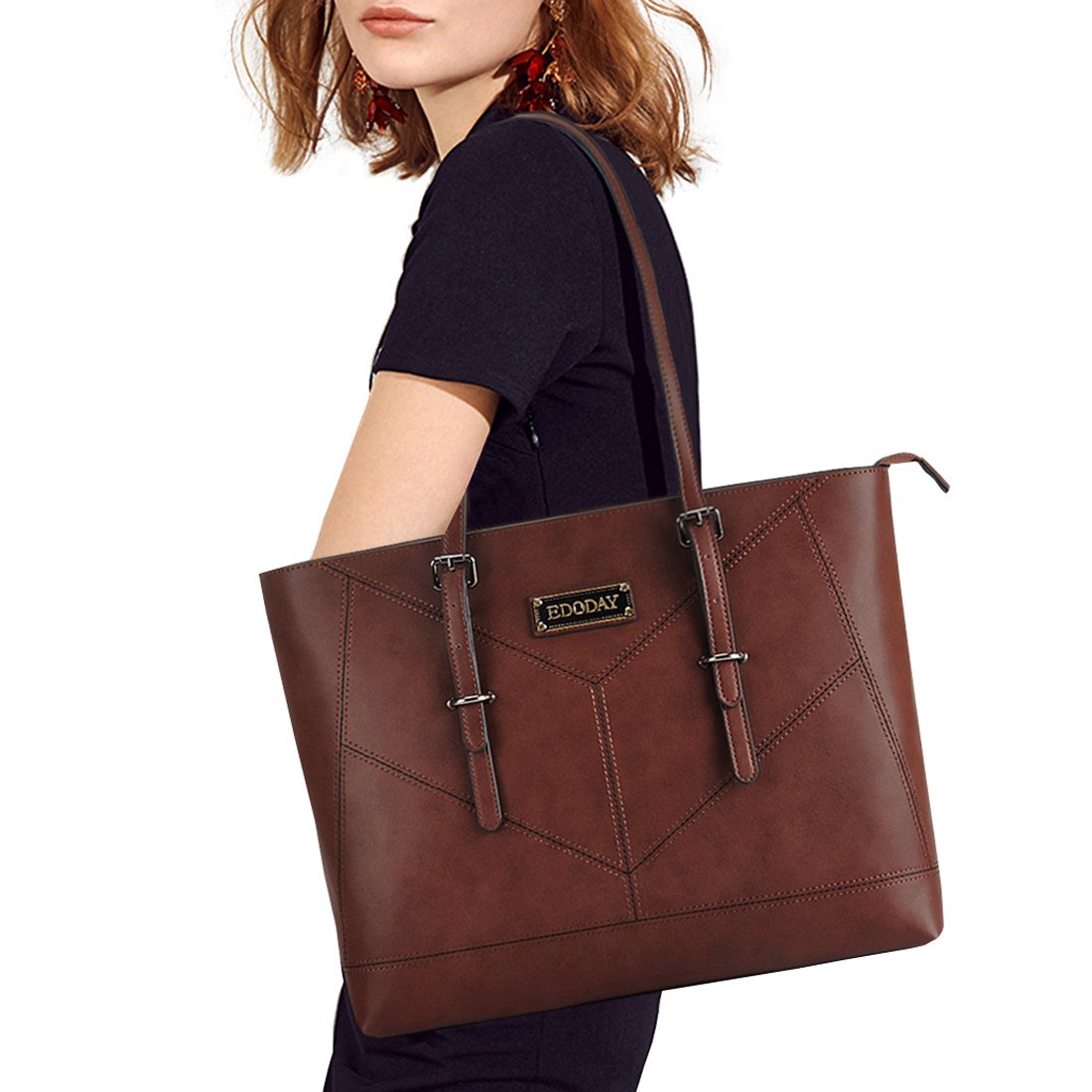 Stylish Women's Laptop Tote Bag for 13,14,15.6 Inch MacBook & Notebook - Professional Work Bag with Shoulder Strap, Perfect for Office, Business Travel & Commuting - Great Coffee-Colored Graduation Gift for Women
