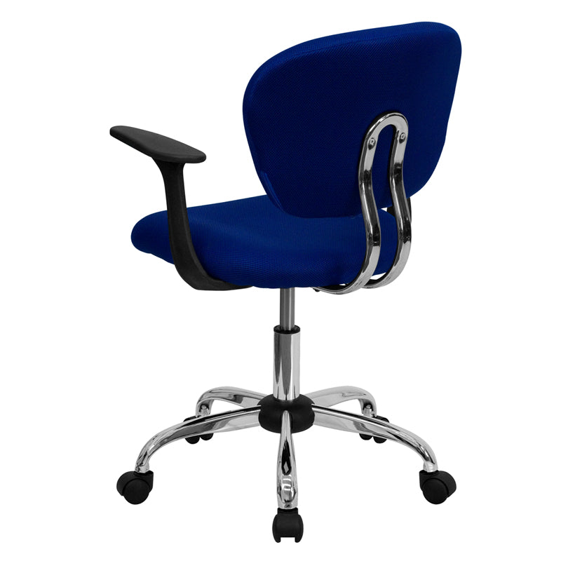FLASH Beverly Mid Back Black Mesh Office Chair with Padded Seat, Swivel & Adjustable Height, Chrome Base & Arms - Ergonomic Desk Chair for Home & Office Workspace