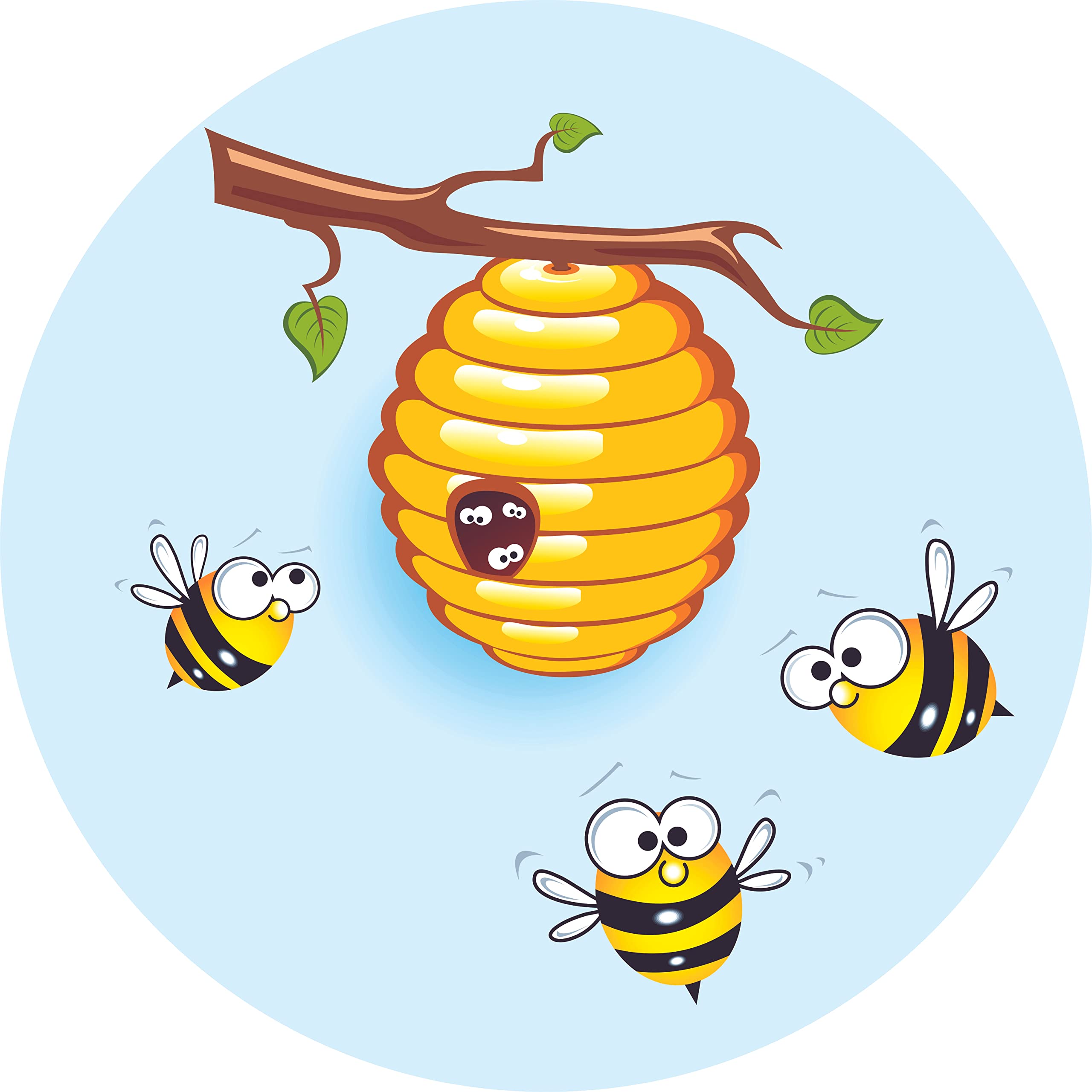 Custom Honey Bee Stickers - Beehive Honeycomb Wall Decals for Kids Room & Classroom Decor - 40x40 Inch Adorable Nursery Stickers for Boys & Girls - Perfect for Bedroom, Playroom and School Decorations