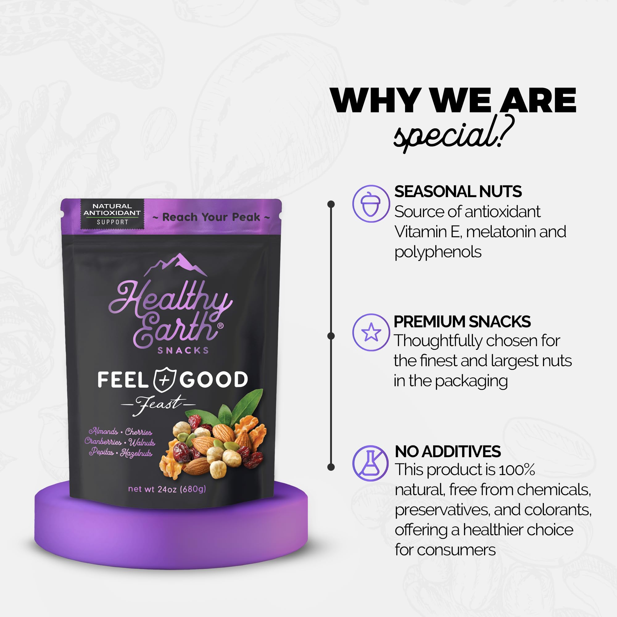 Premium Unsalted Mixed Nuts & Trail Mix - Peanut Free, Sugar Free, Gluten Free Snacks | High Protein, High Fiber, No Preservatives | Natural Antioxidant Rich Snack for Hiking, Office & Healthy Lifestyle