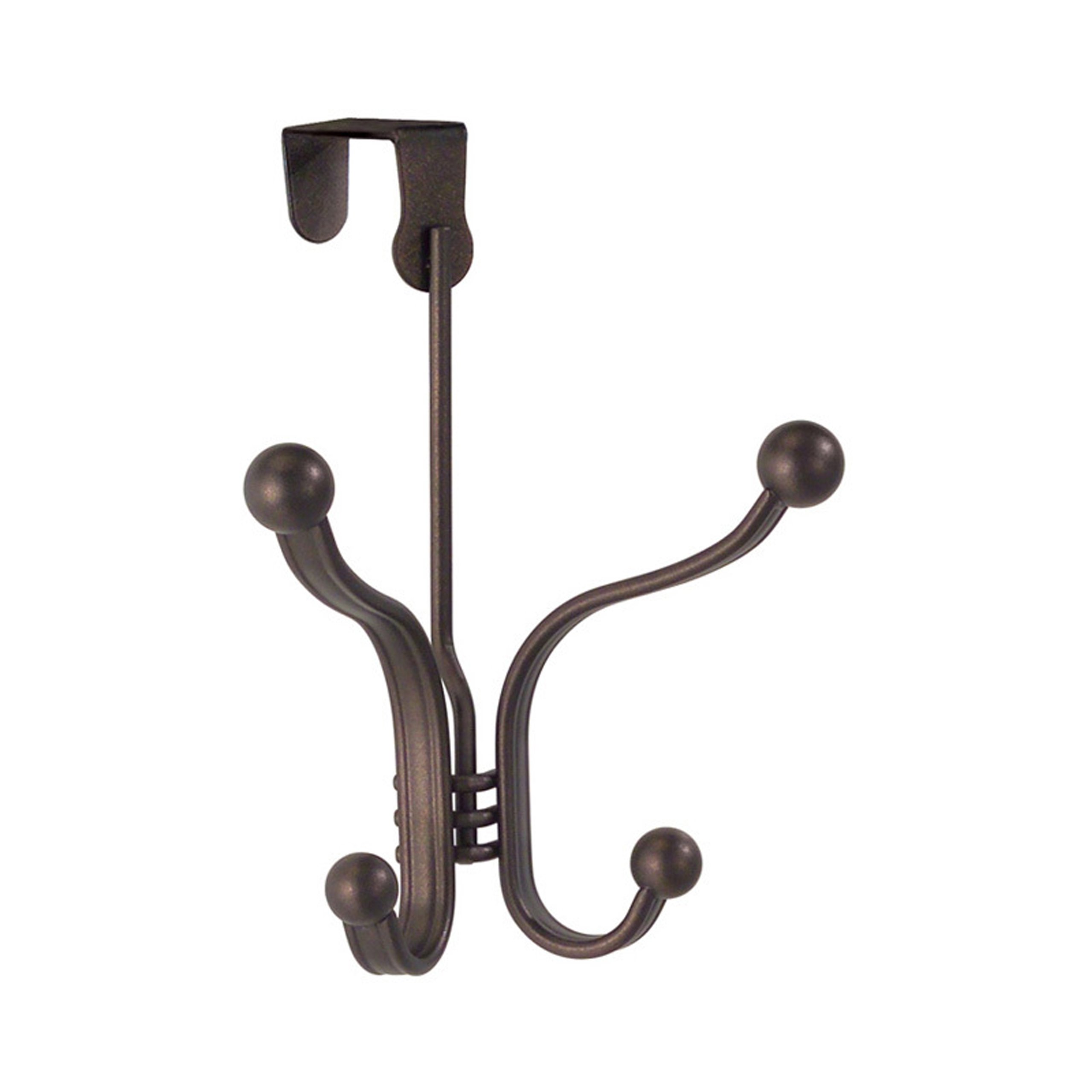 iDesign 53371 York Lyra Over The Door Organizer - 4 Hooks for Coats, Hats, Robes & Towels - Bronze Finish - Space Saving Storage Solution for Bedroom, Bathroom or Entryway Closet Organization