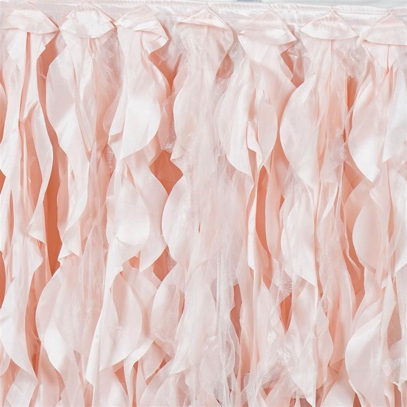 Elegant Taffeta Curly Table Skirt for Weddings, Parties & Events - Washable Polyester Table Cover with Ruffled Hem for Banquet Decorations