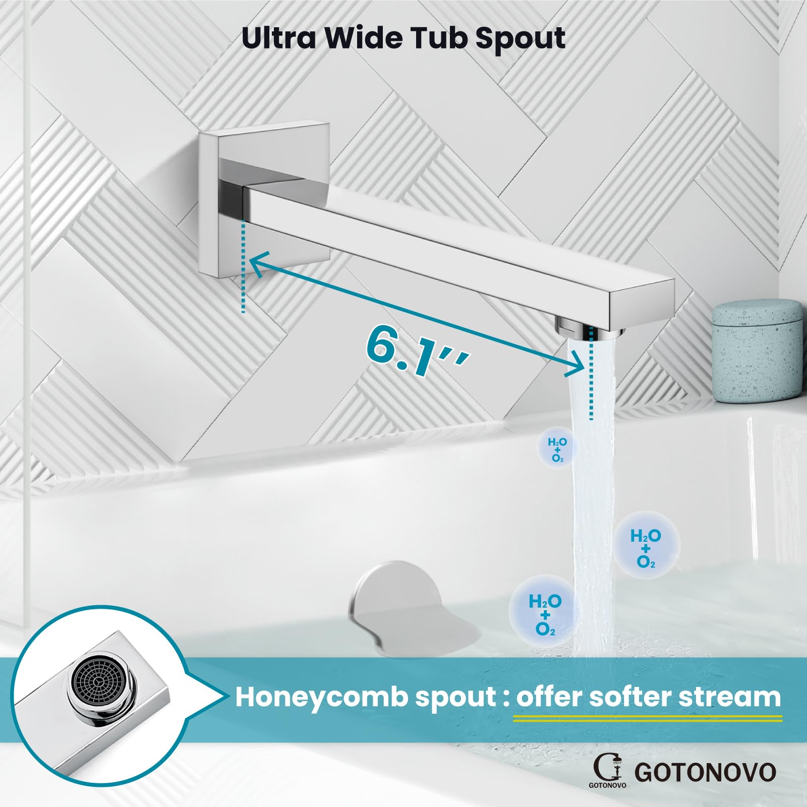 Gotonovo 3-Function Wall Mounted Shower System Set with Rainfall Shower Head, Handheld Spray, and Tub Spout - 12 Inch Polish Chrome Shower Faucet Combo with Rough-in Valve - Perfect for Bathroom Renovation and Modern Home Spa Experience