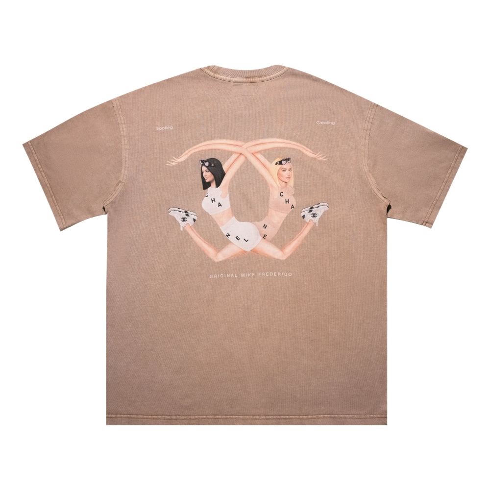 ORI FREDERIQO Overdyed Short Sleeve T-Shirt in Khaki - Casual Streetwear for Men, Perfect for Everyday Wear and Urban Fashion