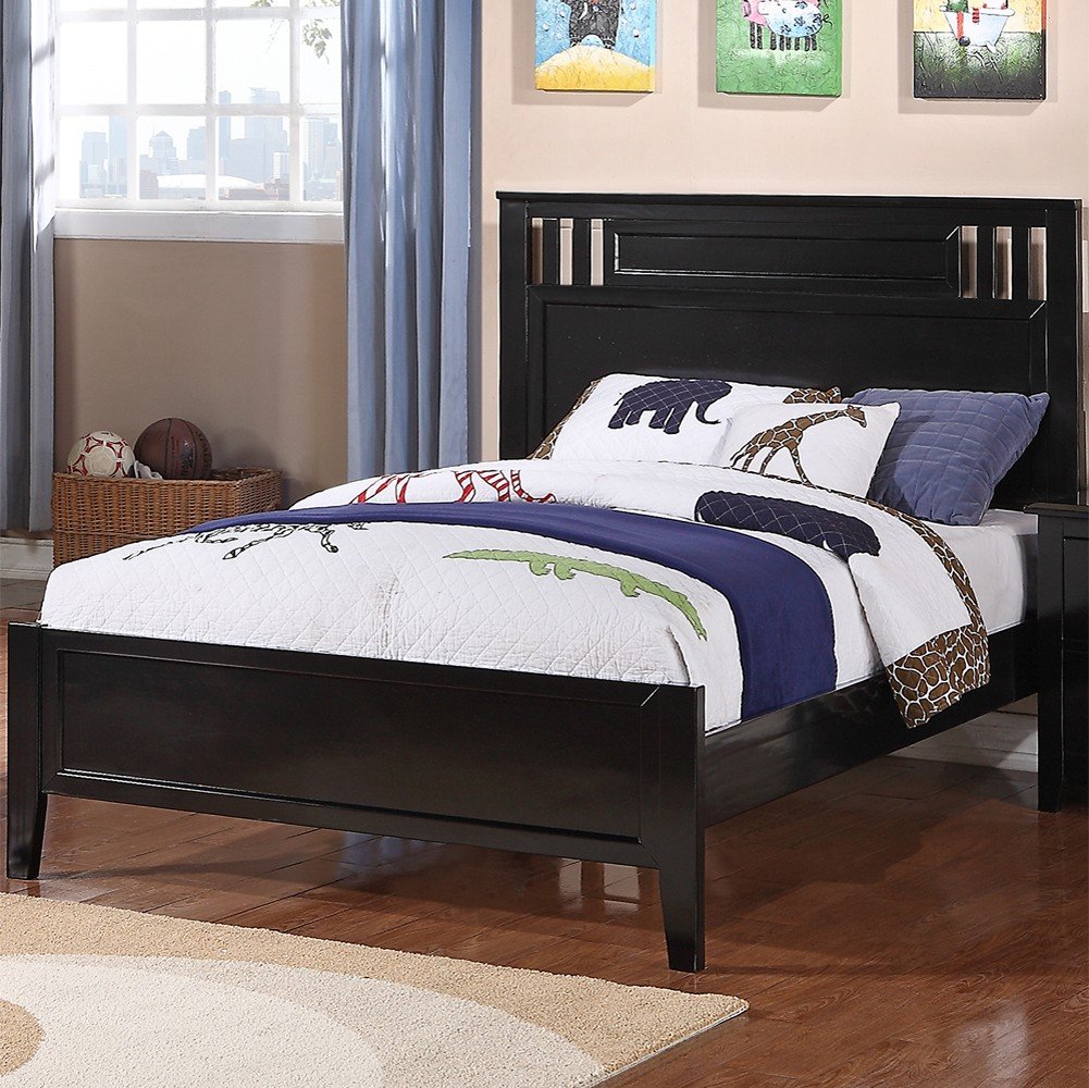 Benjara Queen Size Bed Frame with Headboard - Modern Black Wooden Platform Bed for Bedroom, Living Room & Guest Room - Sturdy & Elegant Design for Home Decor