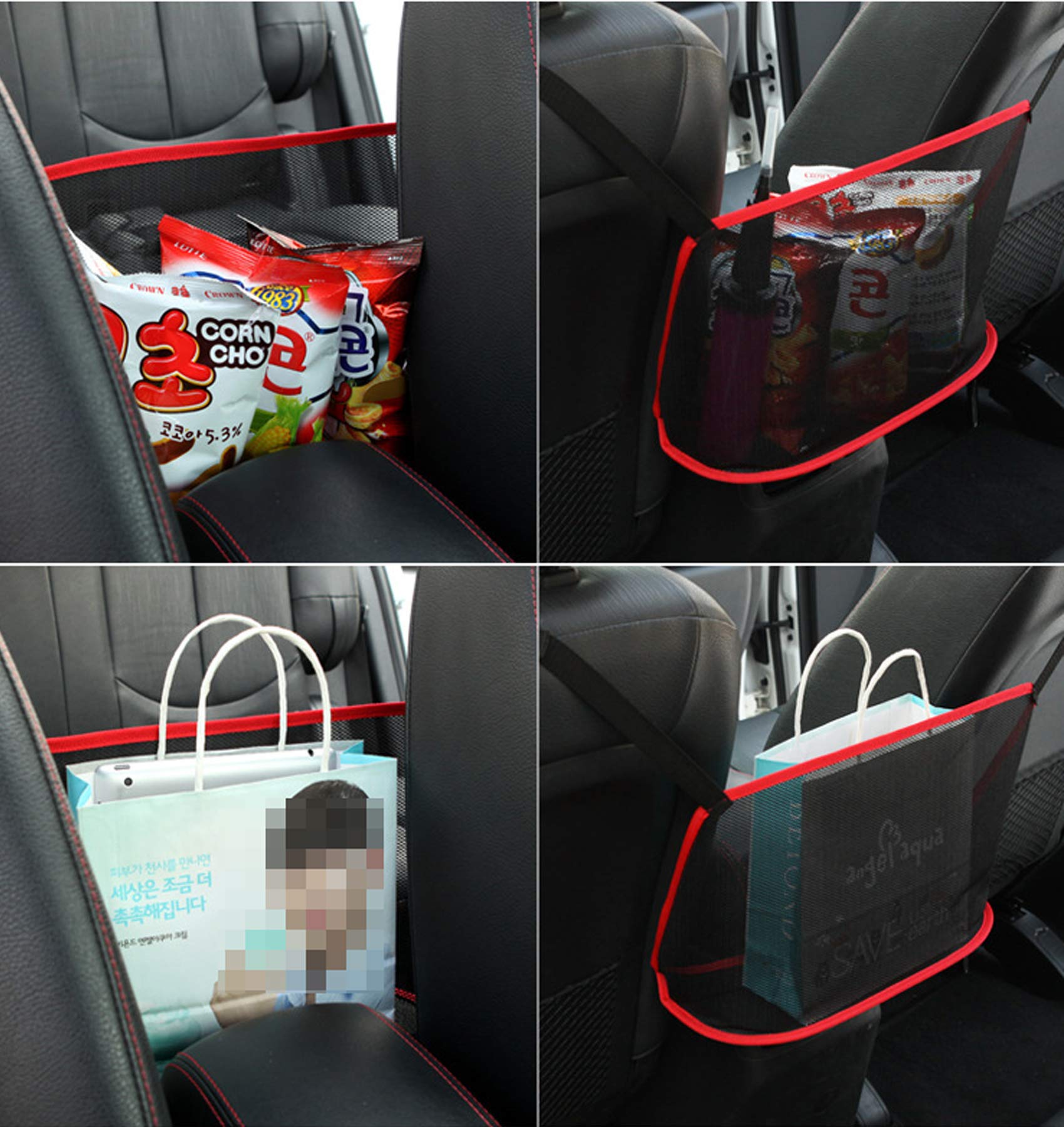 Car Seat Organizer Net - Pet & Kid Barrier, Mesh Storage for Bags & Handbags Between Seats - Durable Black Car Hanging Organizer for Drivers | Perfect for Road Trips & Family Travel
