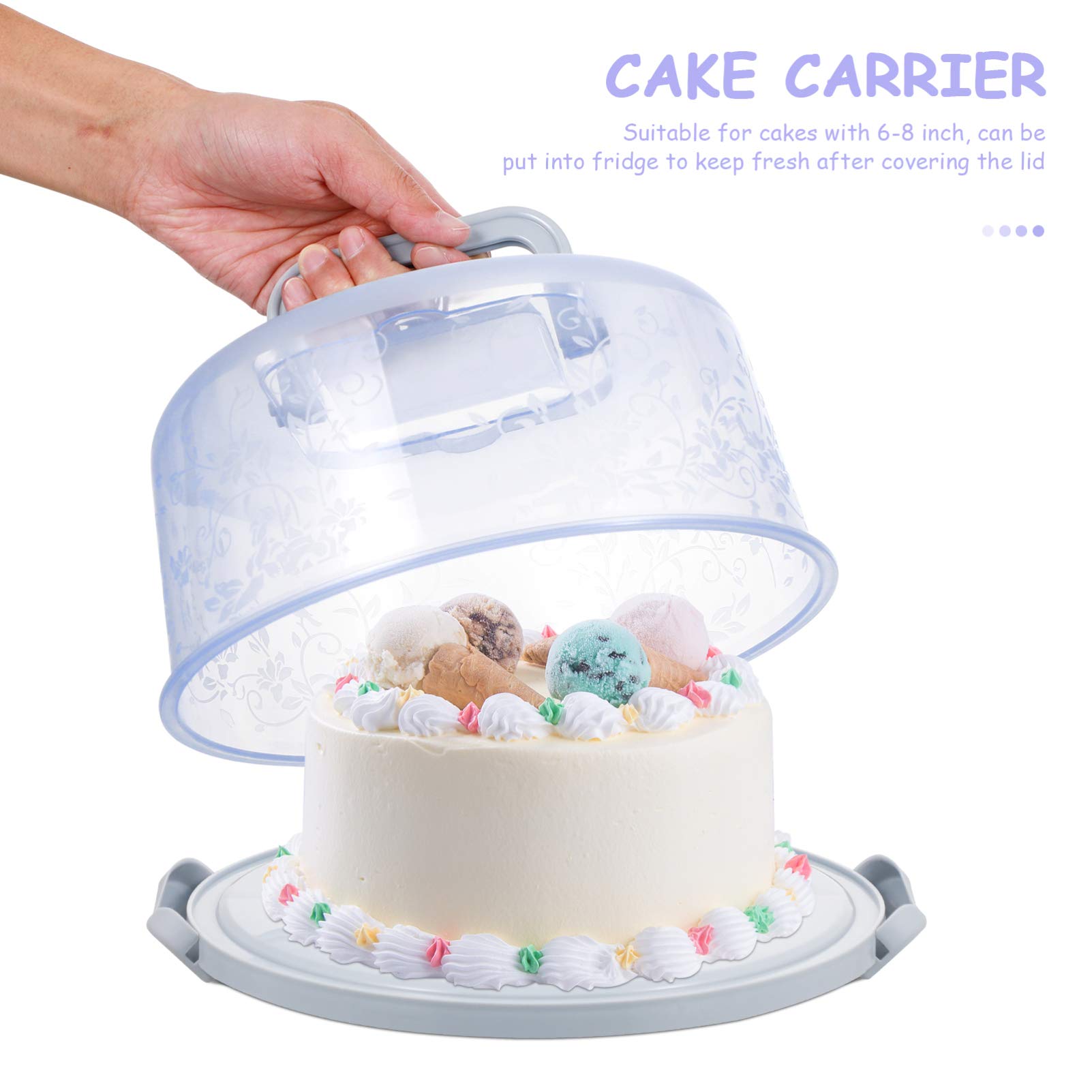Sturdy Round Cake Stand with Locking Lid - Portable Cake Carrier for Cupcakes, Pies & Desserts | Food Storage Container with Handle for Parties, Baking & Kitchen Organization