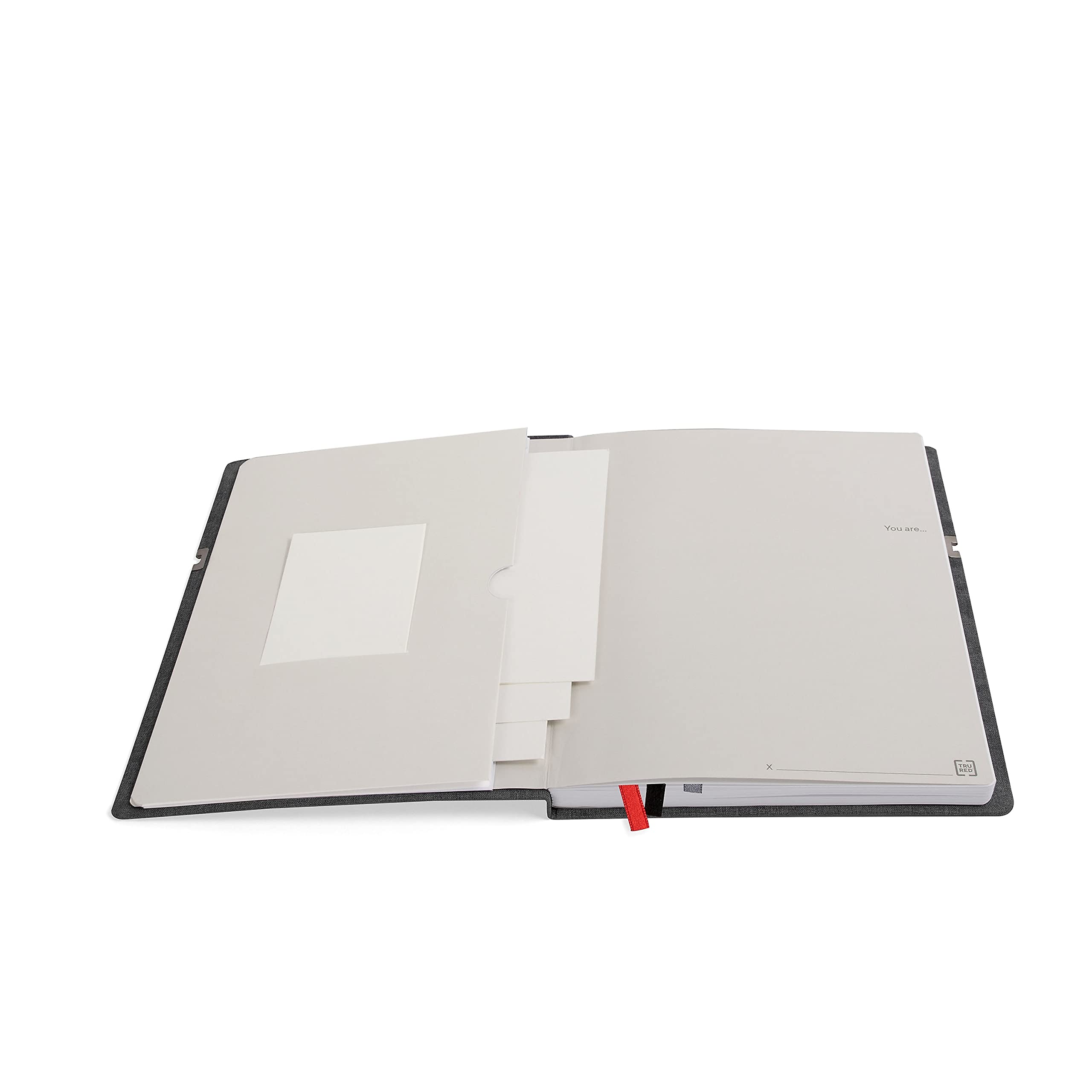 TRU RED TR58437 Large Mastery with Pocket Journal Notebook - Charcoal & Red Cover - Perfect for Office, School & Travel Note Taking