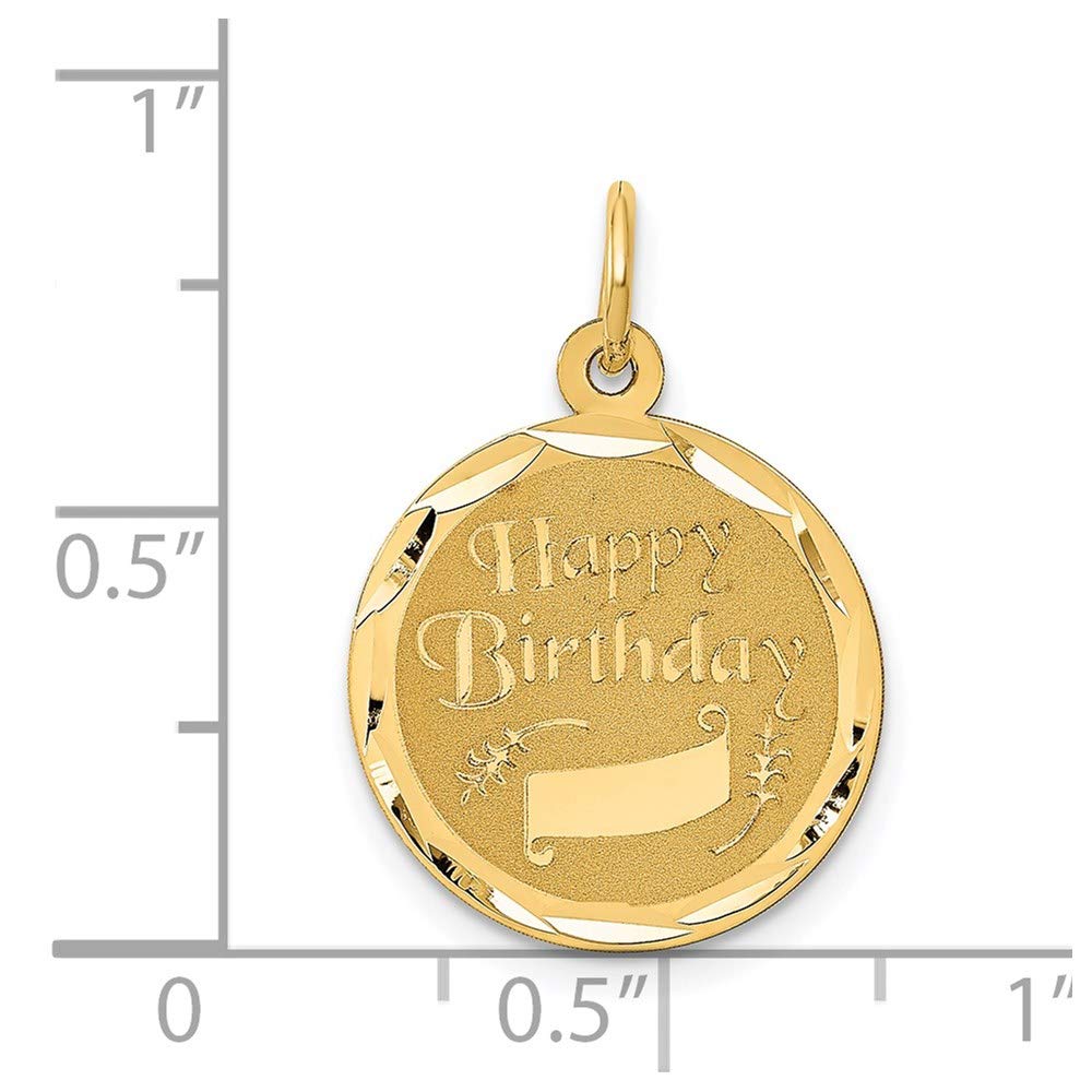 14k Yellow Gold Happy Birthday Charm Pendant for Women - Elegant Birthday Gift Jewelry for Mom, Wife, Daughter - Perfect for Birthdays, Anniversaries & Special Occasions