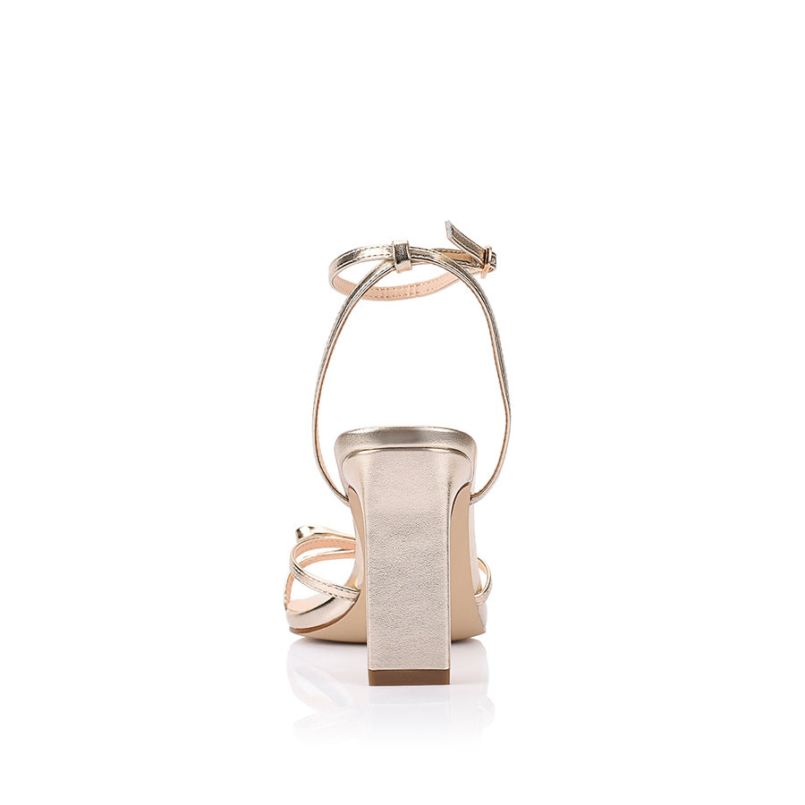 Kith Block Heel Sandals for Women - Champagne Gold Strappy Summer Dress Sandals | Perfect for Weddings, Parties & Beach Vacations