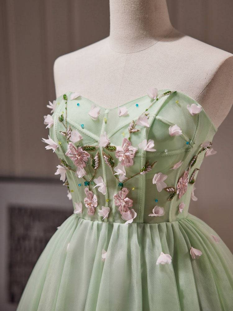 Elegant A-Line Tulle Beads Green Mini Prom Dress for Women - Perfect for Homecoming, Party, and Special Occasions