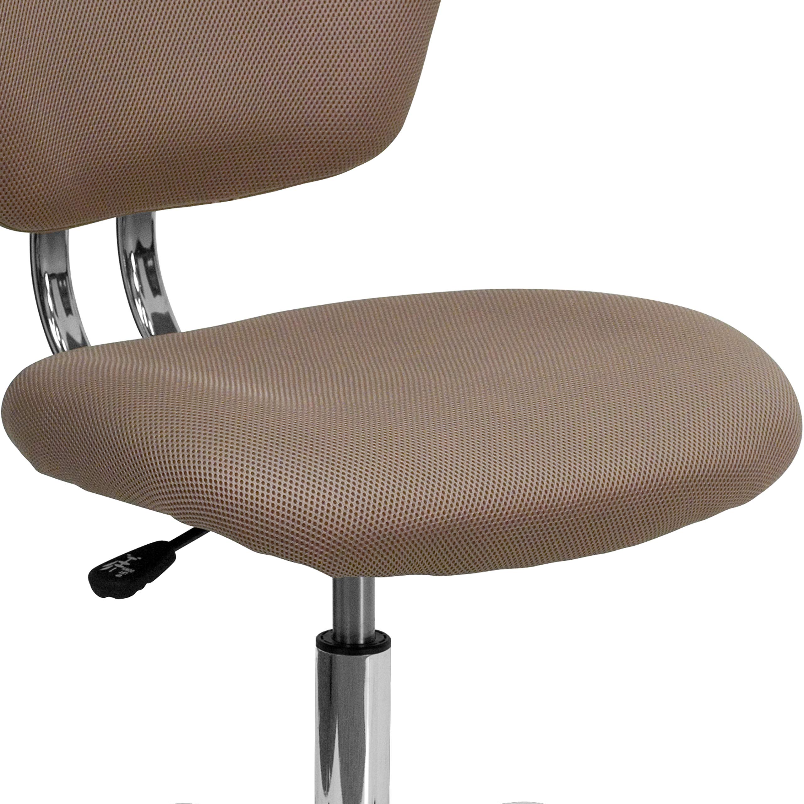 Flash Furniture Beverly Mid-Back Mesh Office Chair - Ergonomic Swivel Task Chair with Padded Seat, Coffee Brown Fabric & Chrome Base for Home Office, Gaming & Workspace Comfort