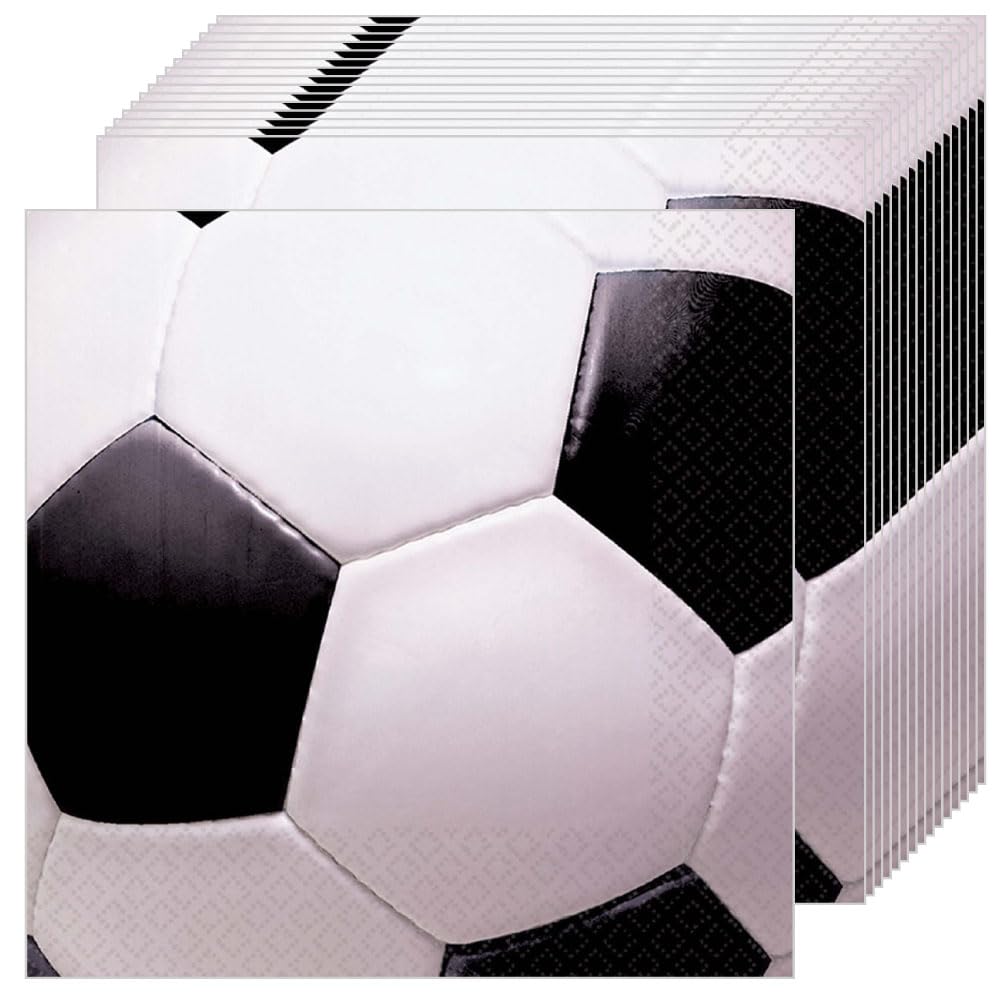 Goal Getter Beverage Napkins - 5 Inch Pack of 36 - Green, Black & White Tri-Color Paper Napkins for Parties, Graduations & Achievements - Perfect for Sports Events, Office Celebrations & Birthday Parties