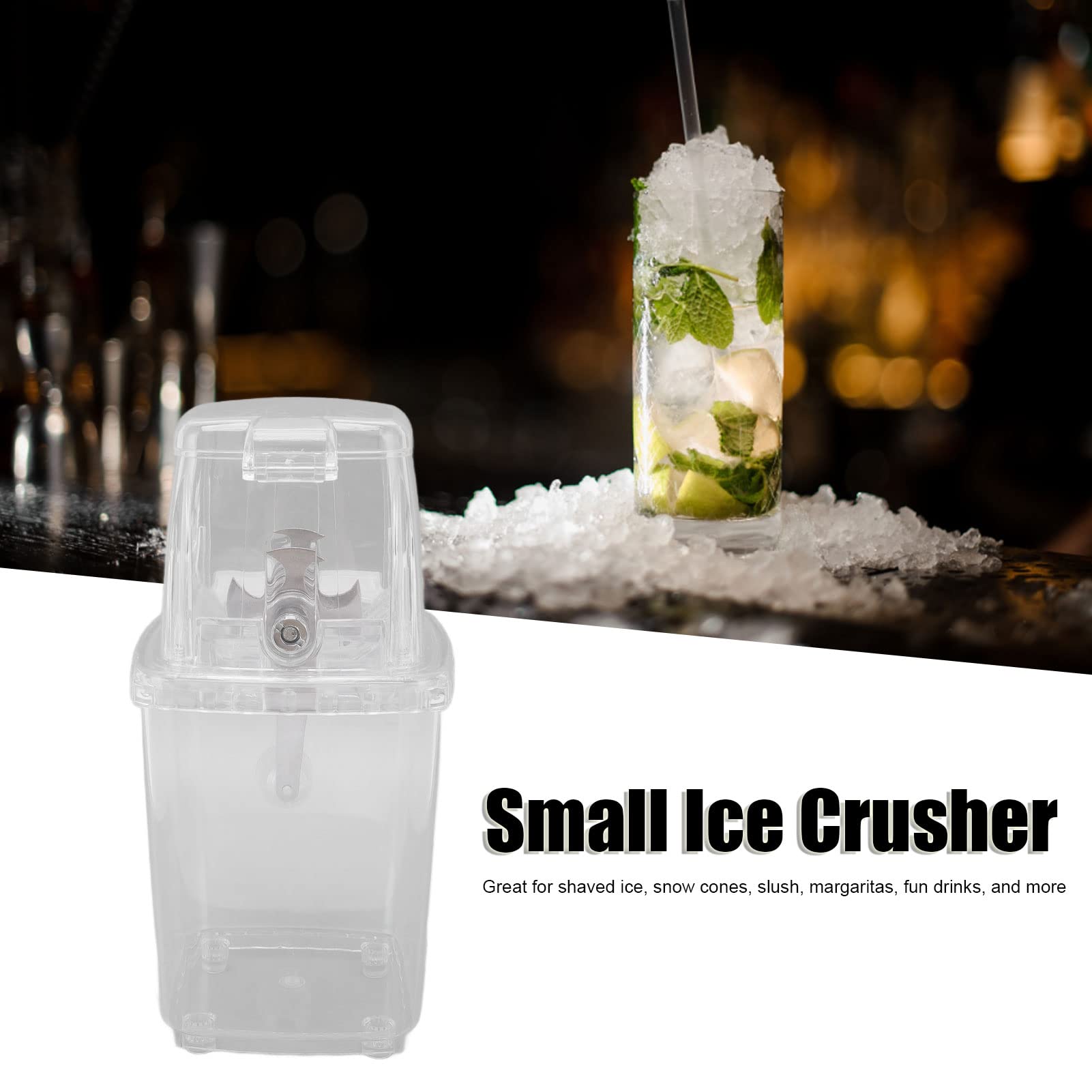 Stainless Steel Manual Ice Crusher for Cocktails, Smoothies & Shaved Ice - Transparent Handheld Ice Chopper for Home Bars, Parties & Outdoor Use