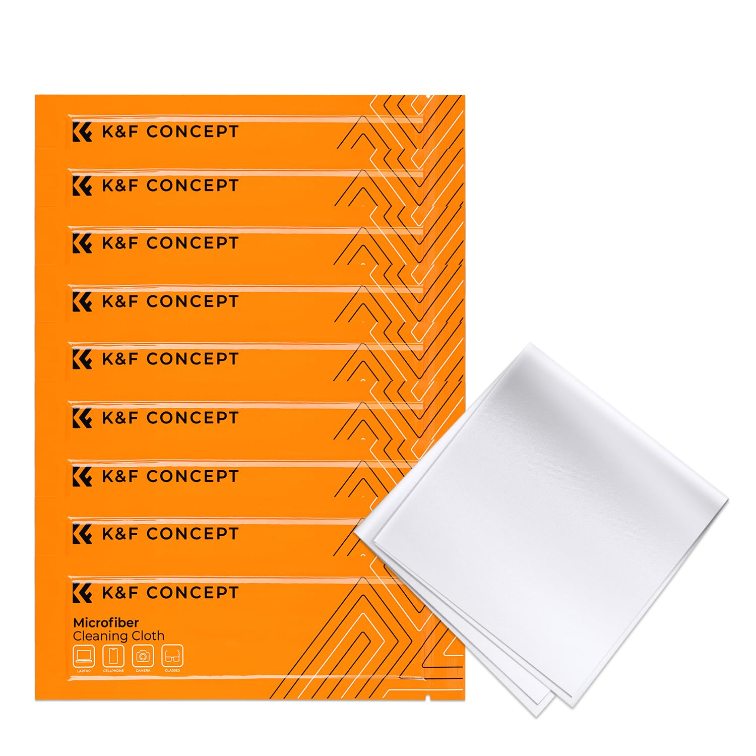 K&F Concept 6-Pack Premium Microfiber Cleaning Cloths for Glasses, Lenses, Cameras, iPhone, iPad & TV Screens (6x6 Inches) - Individually Wrapped, Scratch-Free, Ultra Soft Lens Wipes for Daily Cleaning & Travel Use