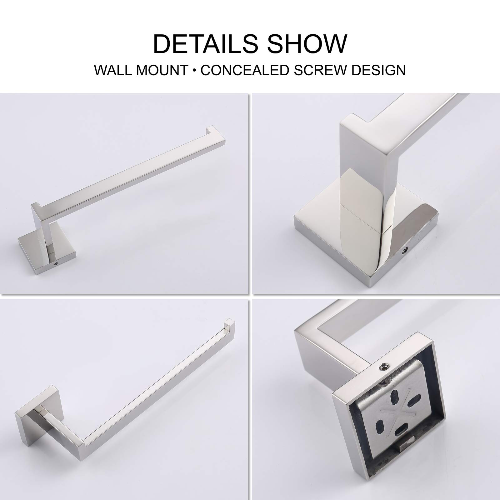 Premium Stainless Steel Hand Towel Holder - Heavy Duty Square Towel Ring for Bathroom & Kitchen Wall Mount | Modern Polished Chrome Design | Perfect for Guest Bathrooms, Kitchens & Powder Rooms