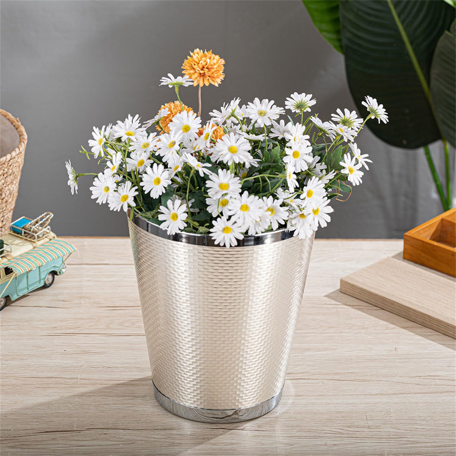 Multipurpose Metal Garbage Can & Plant Holder - Durable Waste Bin & Decorative Flower Pot for Home, Office, Garden | Perfect for Trash Disposal & Indoor/Outdoor Gardening