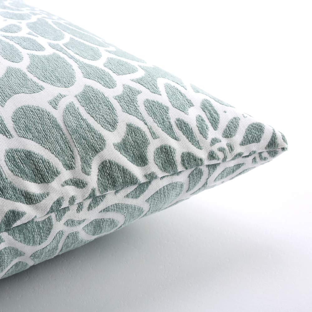 Decorative Square Throw Pillow Covers Set - 20x20 Inch Floral Embroidered Double-Sided Cushion Cases for Sofa, Bed, Chair - Handmade Home Decor (Grey-Green) | Perfect for Living Room, Bedroom & Outdoor Patio