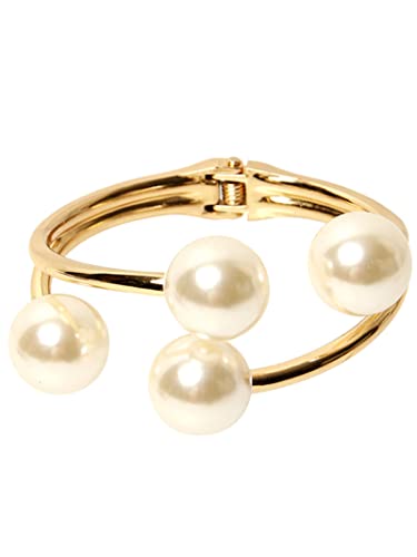 D Gold Pearl Cuff Bracelet