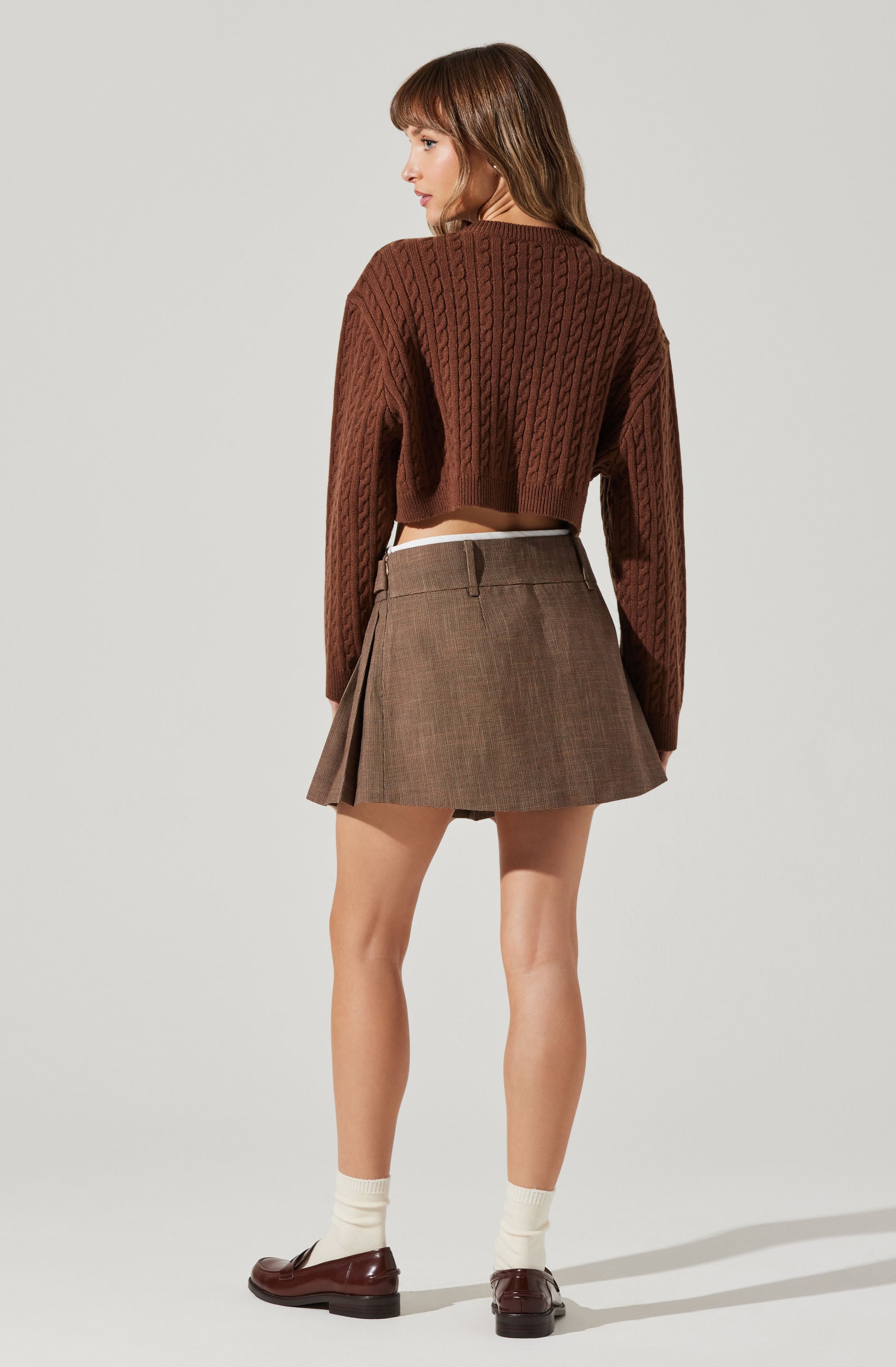 Sebille Cropped Cable Knit Cardigan Sweater for Women - Cozy Winter Pullover, Casual Fall Layering, Office Outfit, Date Night Fashion