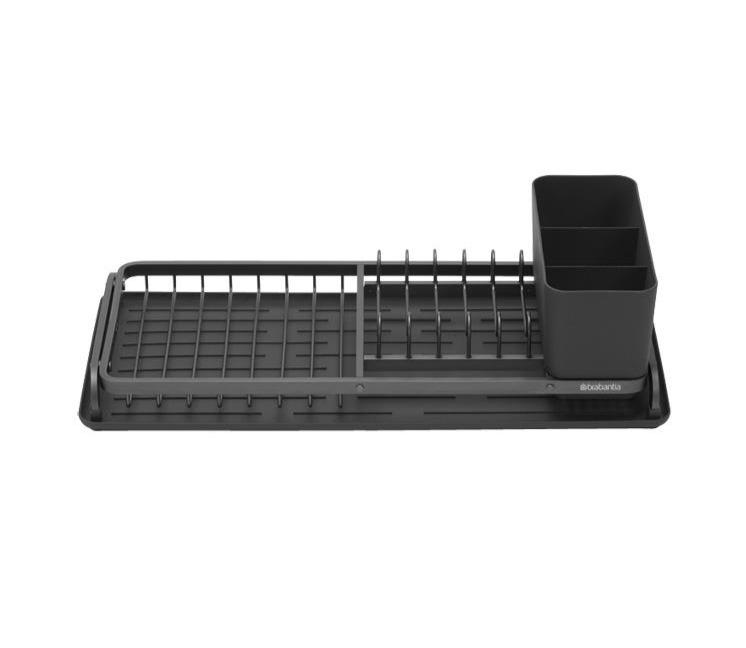 Compact Dish Drying Rack - Space Saving Kitchen Organizer, Dark Grey - Perfect for Small Kitchens & Countertops