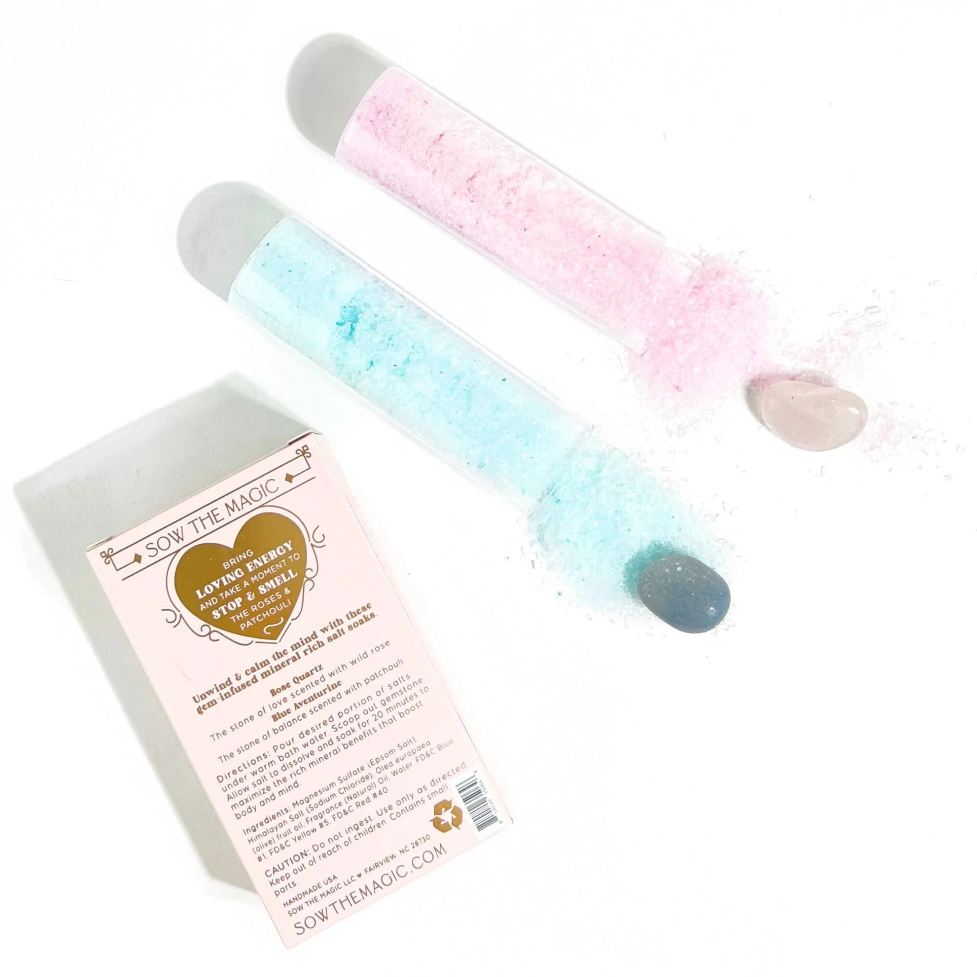 Gem Infused Salt Soak Duo - Natural Mineral Bath Soak with Healing Crystals for Relaxation & Stress Relief | Perfect for Spa Nights, Self-Care Rituals & Gift Sets