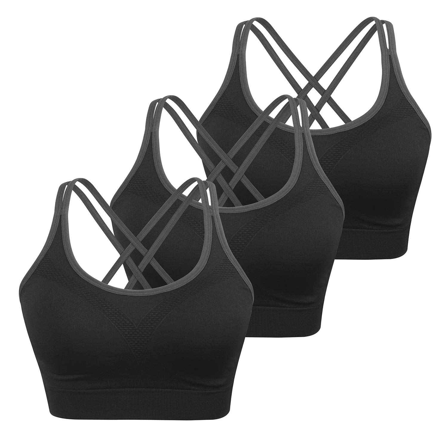 Strappy Women's Sports Bra - Cross Back Workout Top for Running, Fitness & Yoga - Removable Padded Support - Breathable Gym & Activewear for Women - Perfect for HIIT, Pilates & Cardio Workouts