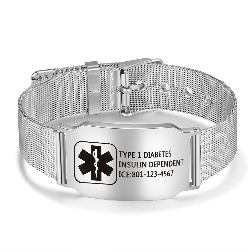 Custom Adjustable Medical ID Alert Bracelet for Women & Men - Emergency Health Safety Bracelet with Engraved Info - Perfect for Seniors, Diabetics & Allergy Sufferers
