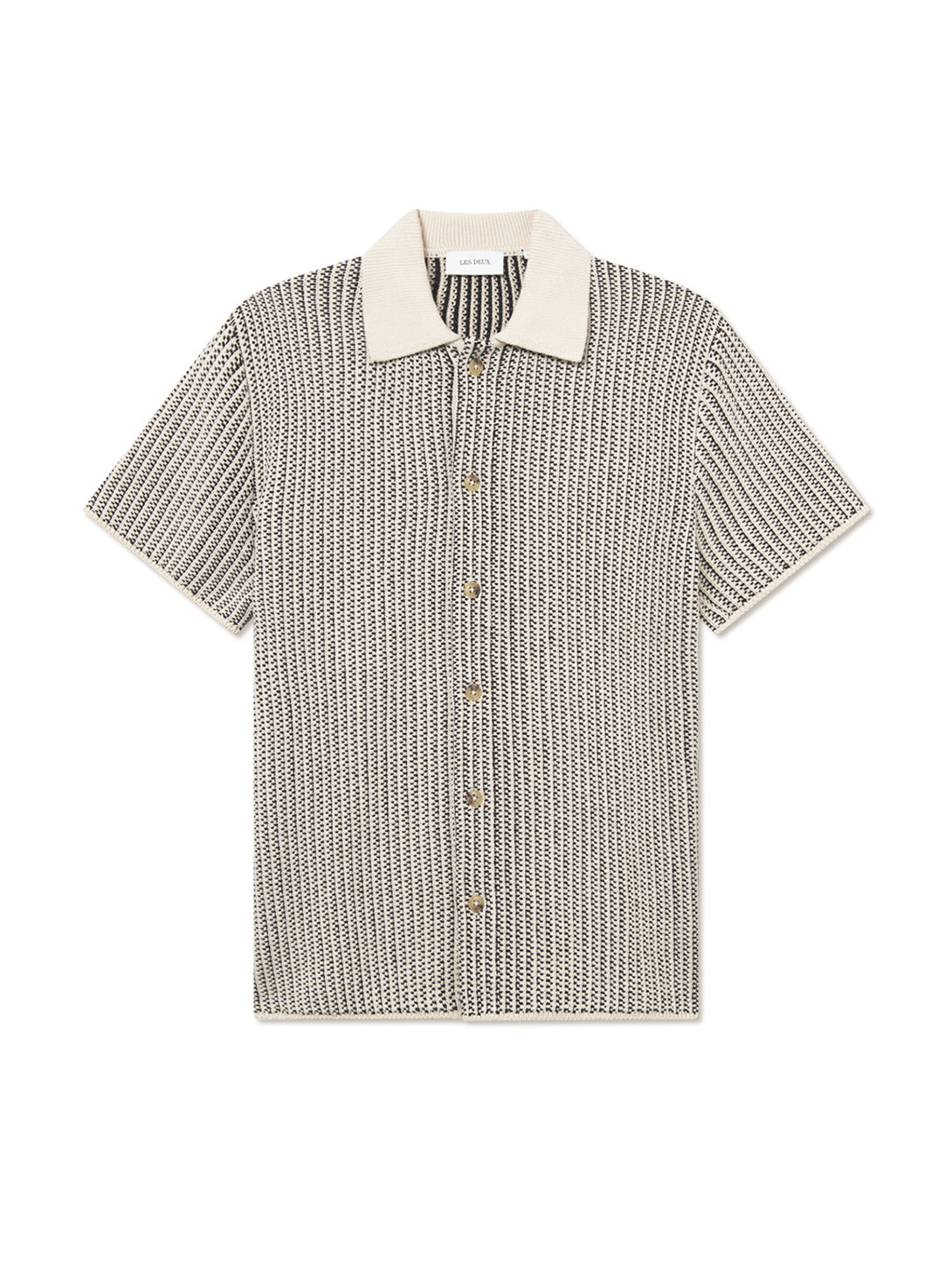 Easton Men's Knitted Short Sleeve T-Shirt - Soft Cotton Casual Top in Ivory & Black | Perfect for Summer Outfits, Beach Wear and Everyday Comfort