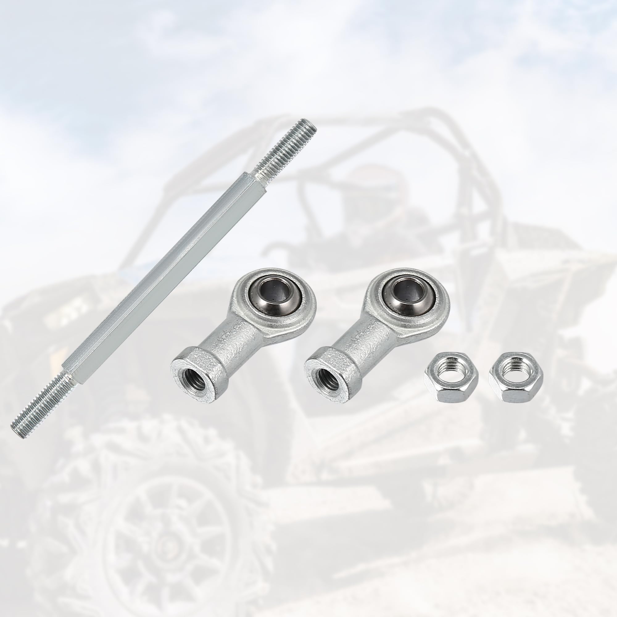 Motoforti 2-Piece 145mm Adjustable Steering Tie Rod Ball Joint with 8mm Hole Diameter - Compatible with 49cc Electric ATV & Go Kart - Silver Tone Steering Suspension Accessory - Perfect for Off-Roading, Racing & DIY Kart Upgrades