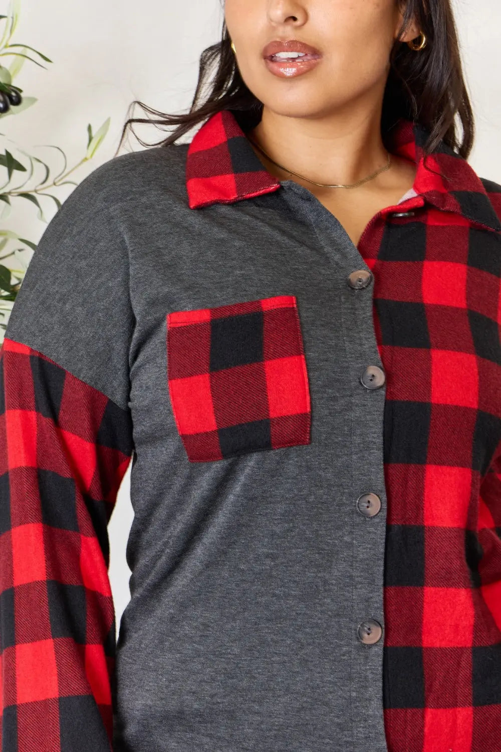 Heimish Full Size Plaid Button Down Shacket for Men & Women - Cozy Fleece Lined Overshirt Jacket for Fall, Winter & Outdoor Activities