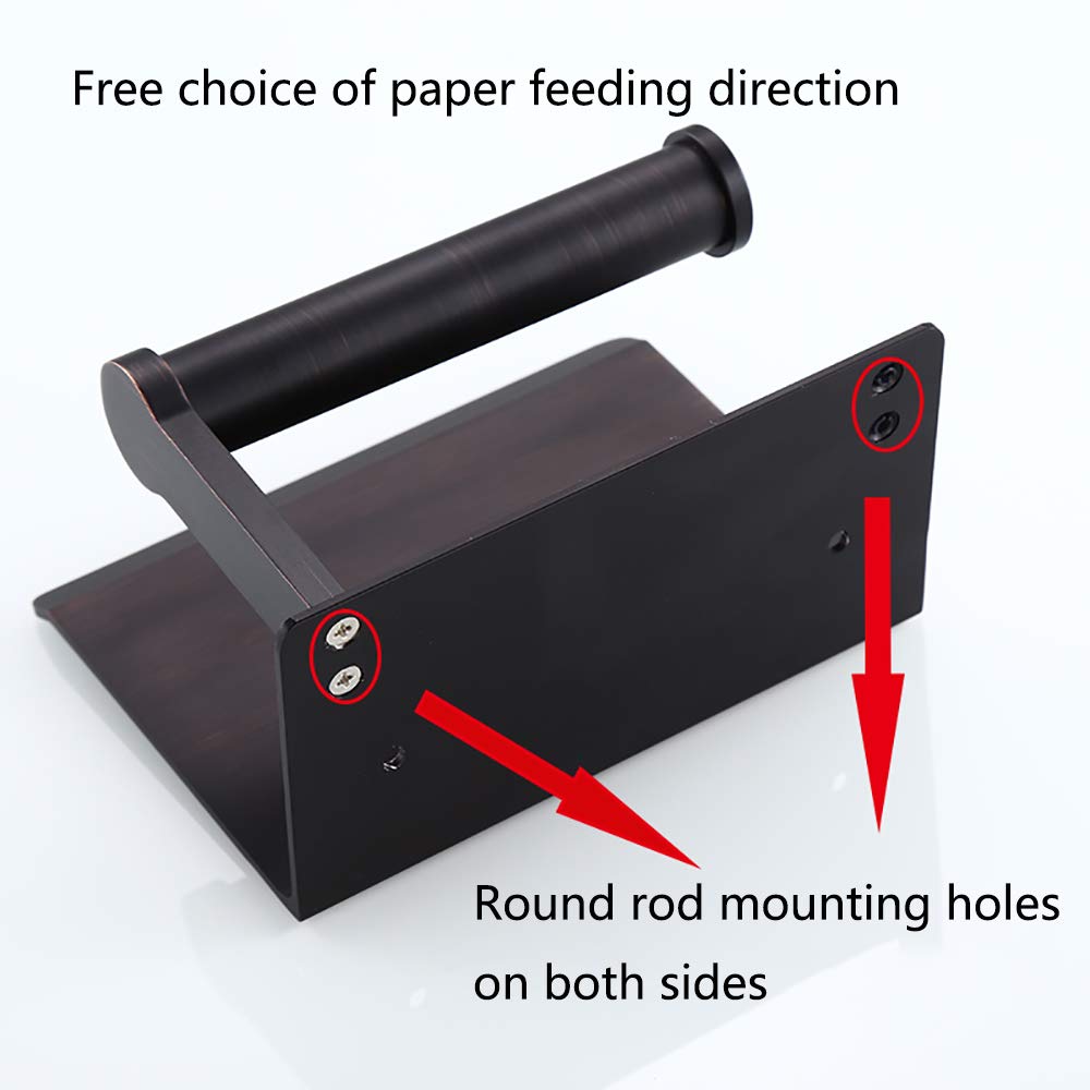 Wall Mounted Toilet Paper Holder with Shelf - Aluminum Bathroom Tissue Roll Dispenser & Phone Storage Organizer for Bathroom, Kitchen, Hotel - Black Ancient Finish (Drilling Required) | Perfect for Small Spaces & Modern Home Decor