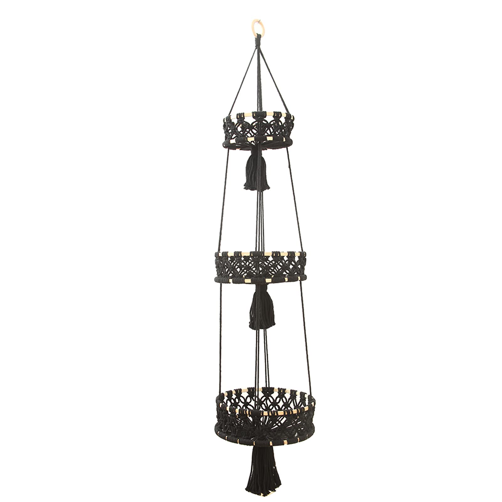 Felenny 3-Tier Hanging Fruit Basket with Tassel - Space Saving Kitchen Storage Organizer for Fruits, Vegetables & Produce - Perfect for Pantry, Countertop or Small Kitchen Decor