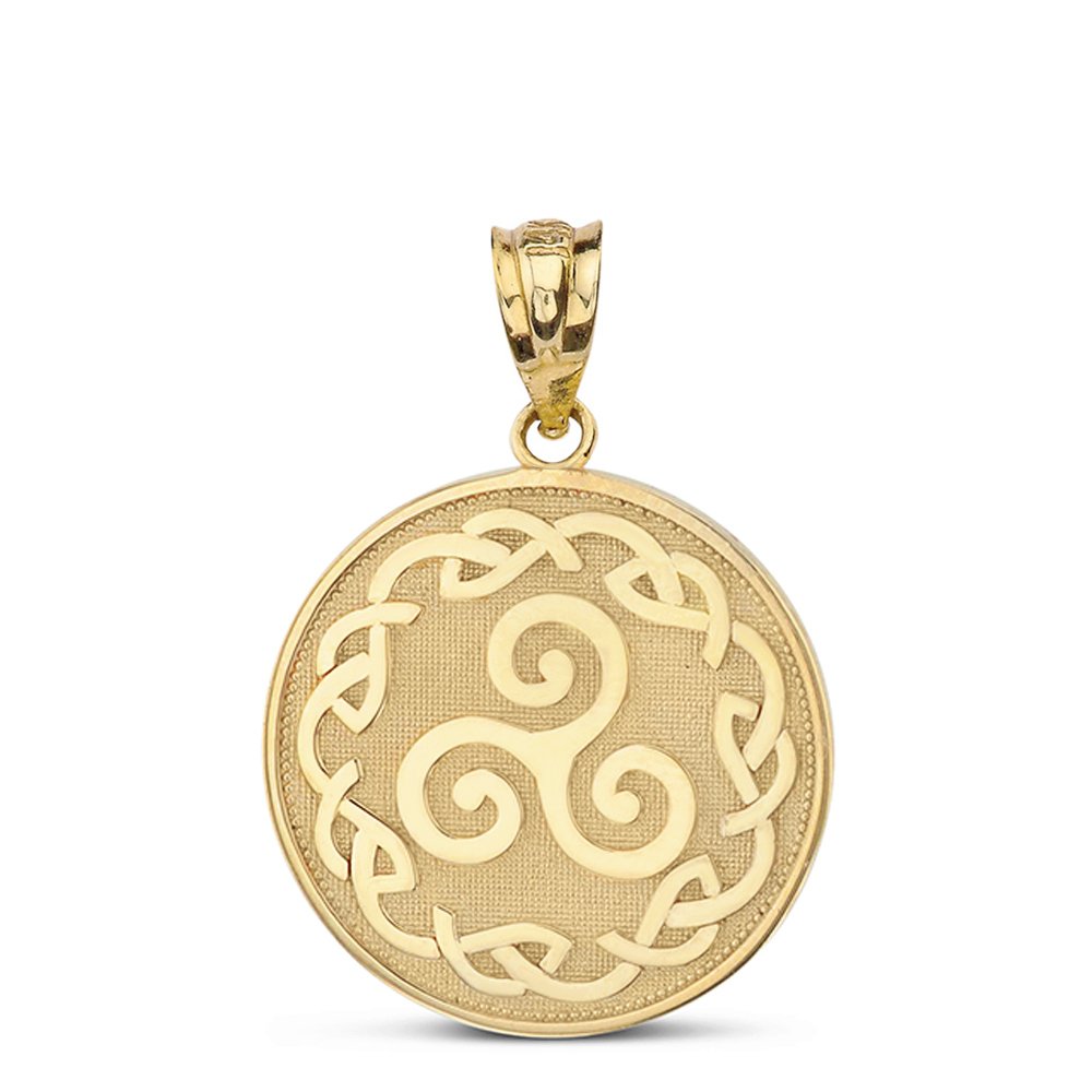 14K Yellow Gold Triskele Triskelion Pendant - Triple Spiral Celtic Knot Charm for Necklace - Perfect for Spiritual Jewelry, Pagan Gifts & Celtic Heritage Collection