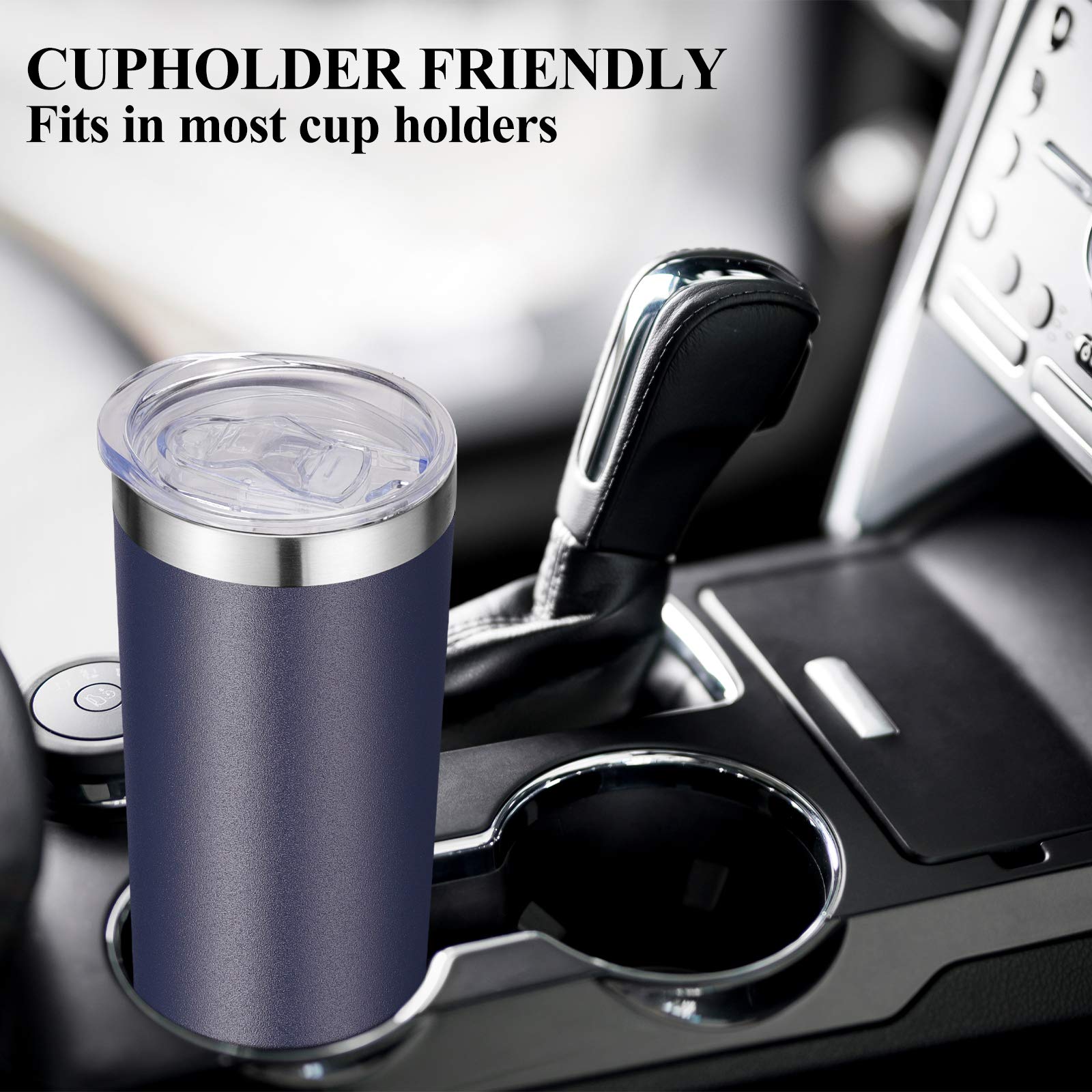 VEGOND 12 Pack 20 oz Stainless Steel Tumblers - Vacuum Insulated Skinny Travel Mugs with Lids & Straws, Double Wall Coffee Cup, Navy Blue - Perfect for Office, Gym, Camping & Outdoor Activities