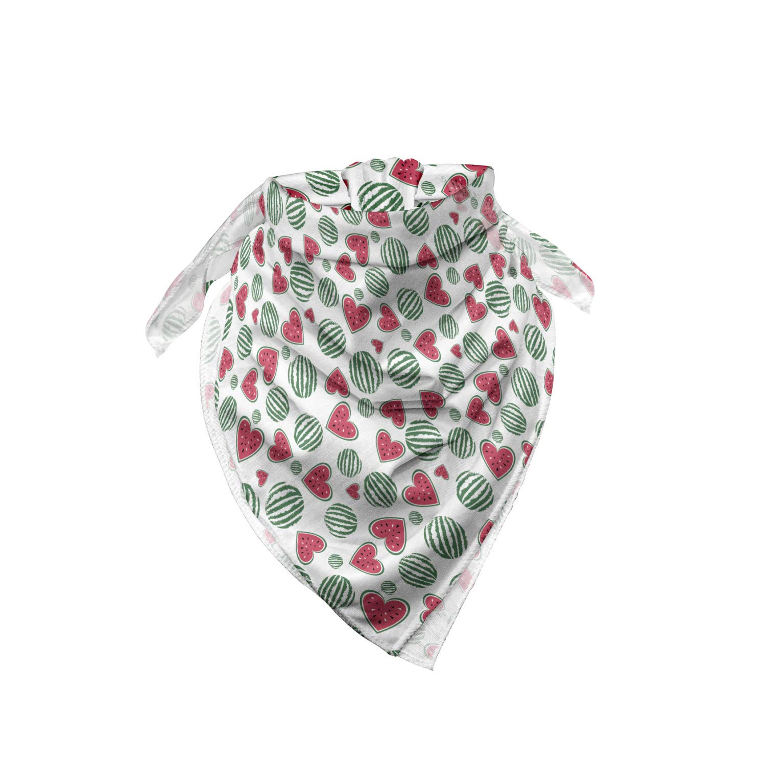Ambesonne Watermelon Fruit Heart Slices Bandana - Unisex Head & Neck Scarf for Summer, Festivals, Outdoor Activities & Fashion Accessory