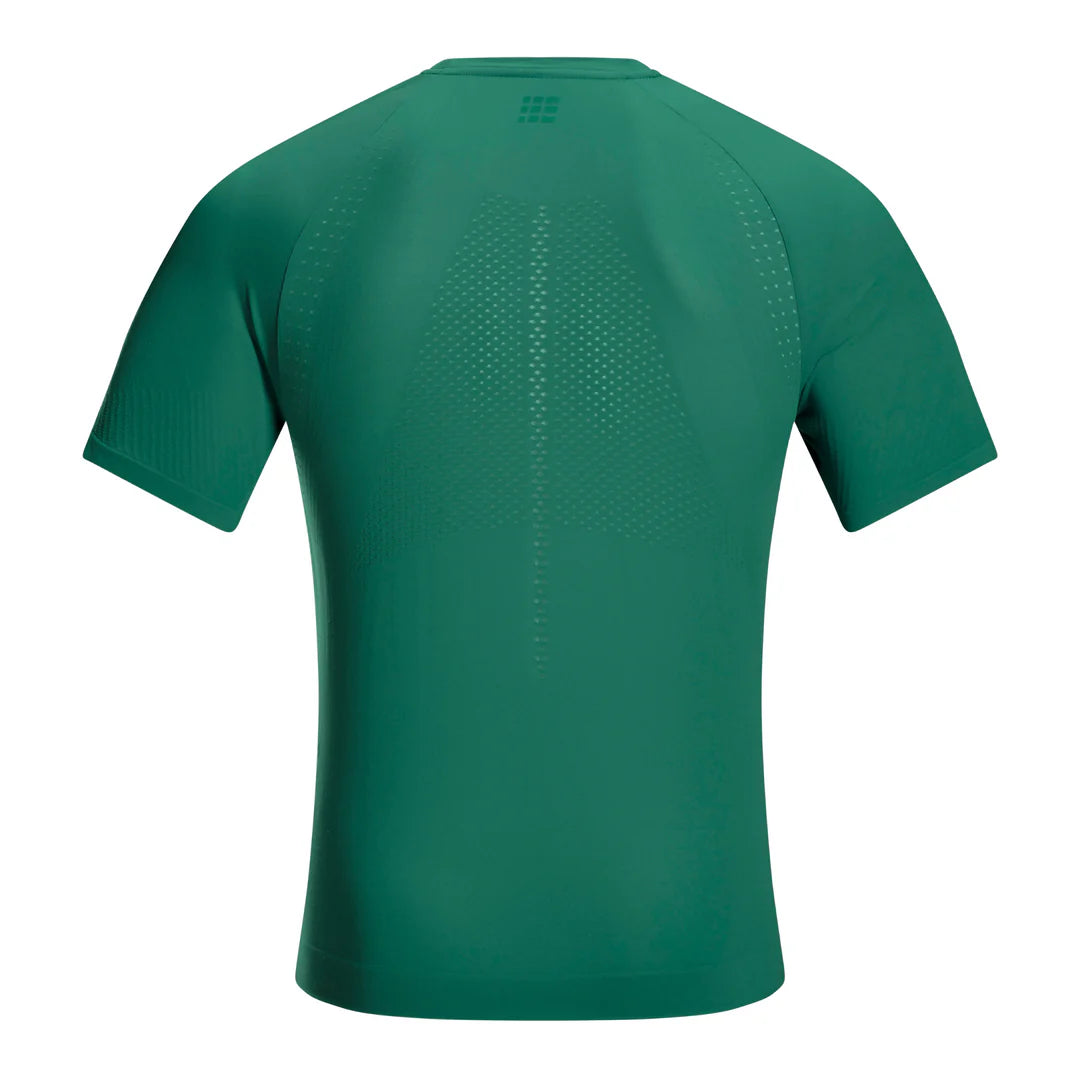 CEP Men's Ultralight Seamless Running Shirt - Breathable Quick-Dry Short Sleeve Athletic Top (V2, Green) for Jogging, Gym Workouts & Outdoor Sports