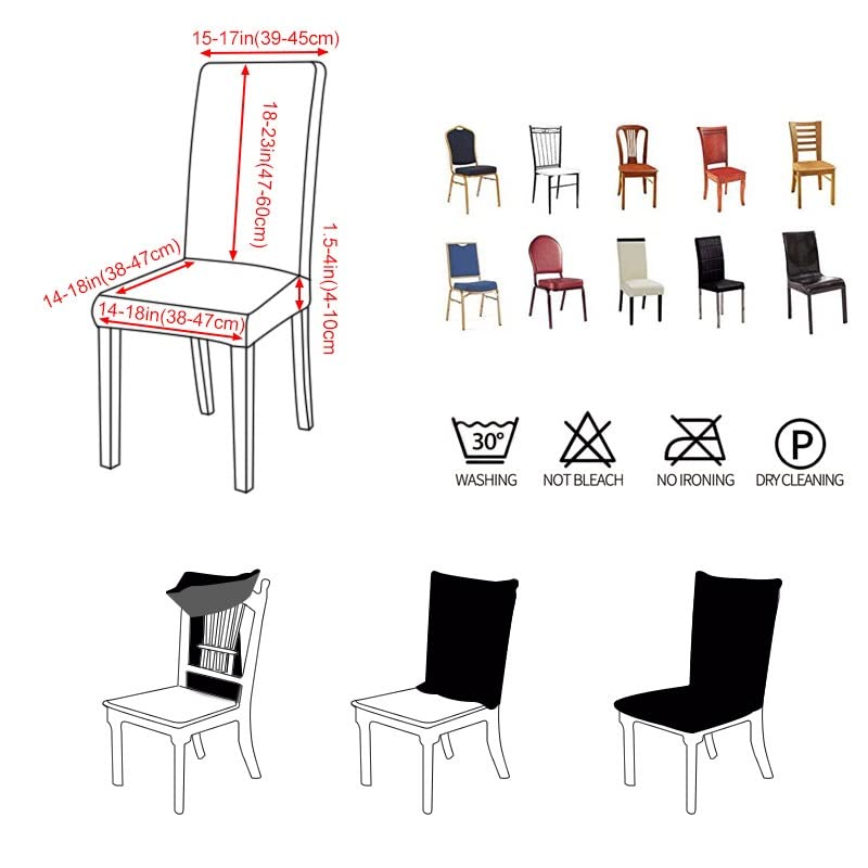 Stretch Dining Chair Slipcovers Set of 2/4/6 - Washable Elastic Seat Covers for Armless Chairs, Removable Chair Protector for Dining Room - Perfect for Home Decor, Parties & Daily Use