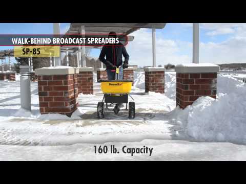 SnowEx SP 85 Walk Behind Broadcast Spreader - Professional Lawn & Garden Spreader for Fertilizer, Salt & Ice Melt - Perfect for Winter Snow Removal & Year-Round Yard Maintenance