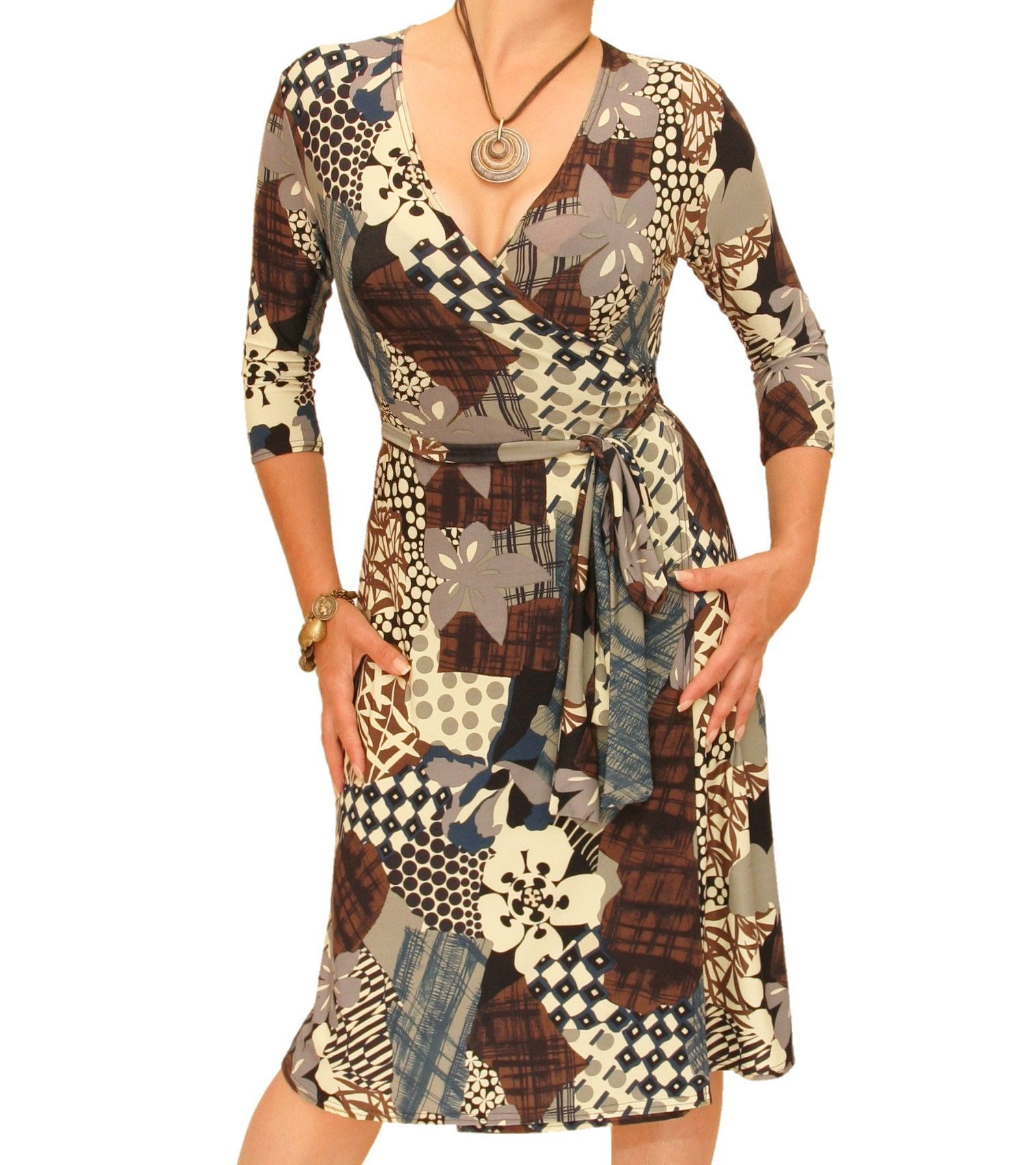 Stylish Women's Print Slinky Wrap Dress - Flattering & Comfortable for Casual Outings, Date Nights & Summer Parties