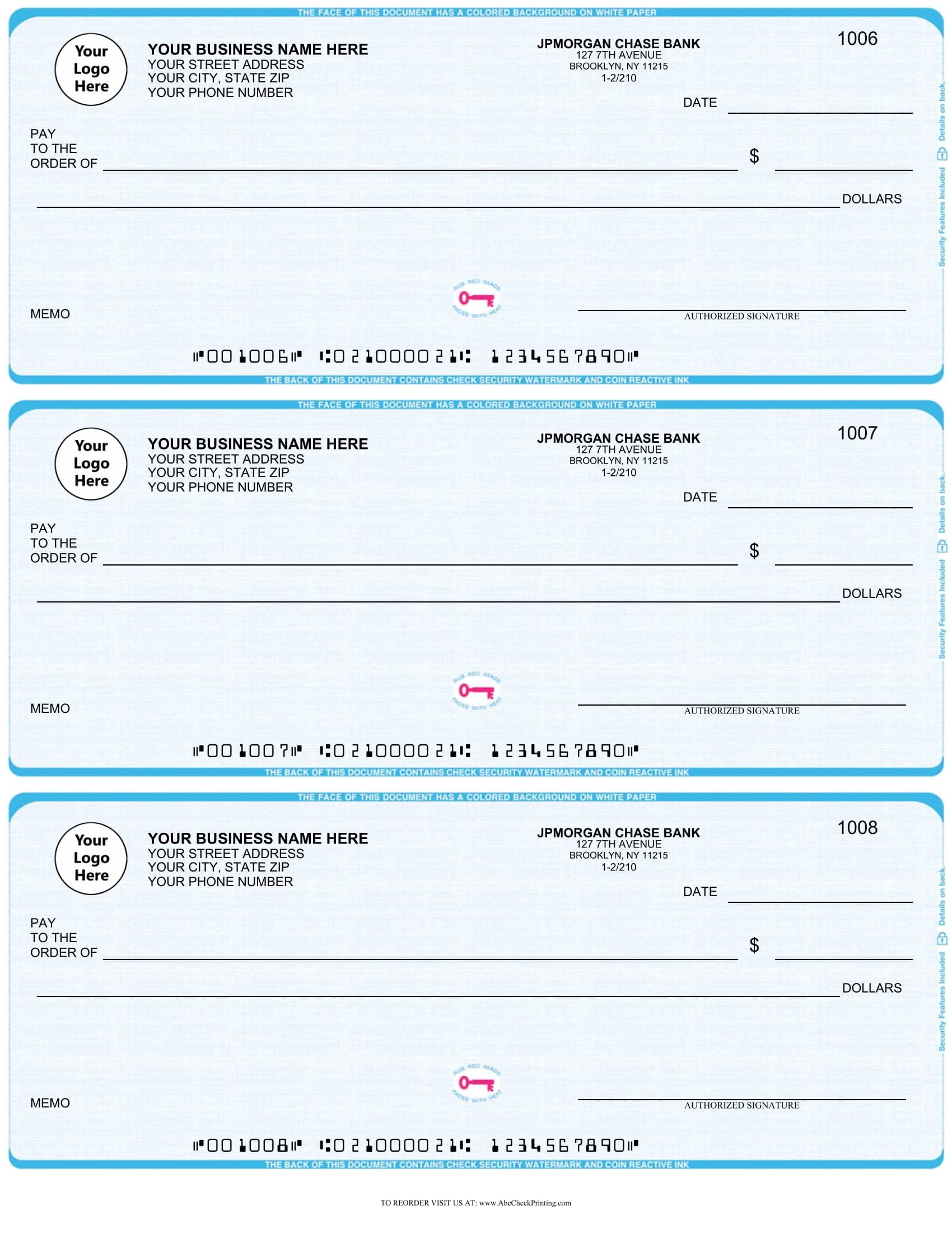 ABC Business Checks Compatible with QuickBooks - 3 Per Page, 300 Checks (Linen Light Blue) - Perfect for Small Business Accounting & Bookkeeping