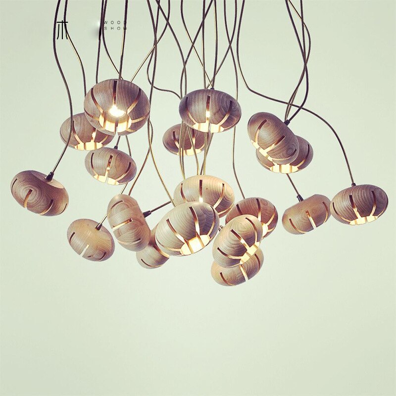 Elegant Wooden LED Chandelier - Modern Rustic Ceiling Light Fixture with Warm White Lighting | Perfect for Dining Room, Bedroom or Cabin Decor