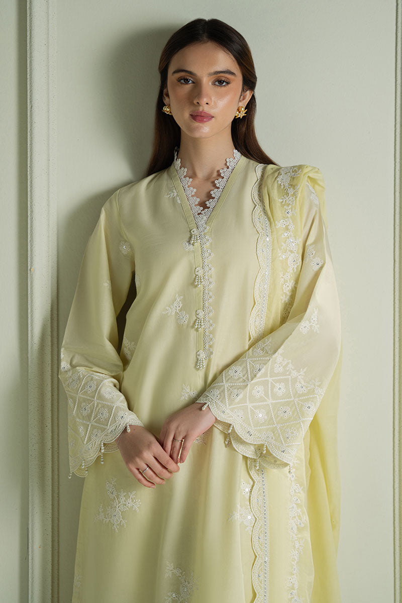 MISTY HAZE 3PC Embroidered Lawn Suit for Women - Floral Design Summer Outfit - Perfect for Weddings, Parties & Casual Wear
