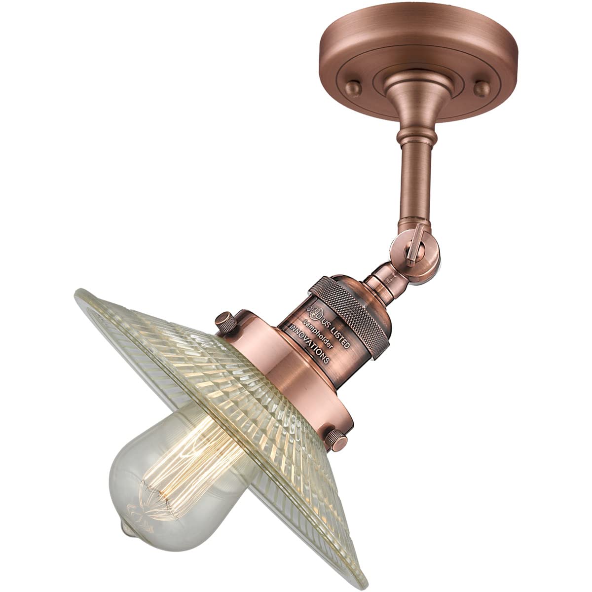 Innovations 201F-AC-G2-LED Semi-Flush Mount Ceiling Light Fixture - Antique Copper Finish, Energy Efficient LED Lighting for Bedroom, Living Room, Kitchen & Hallway