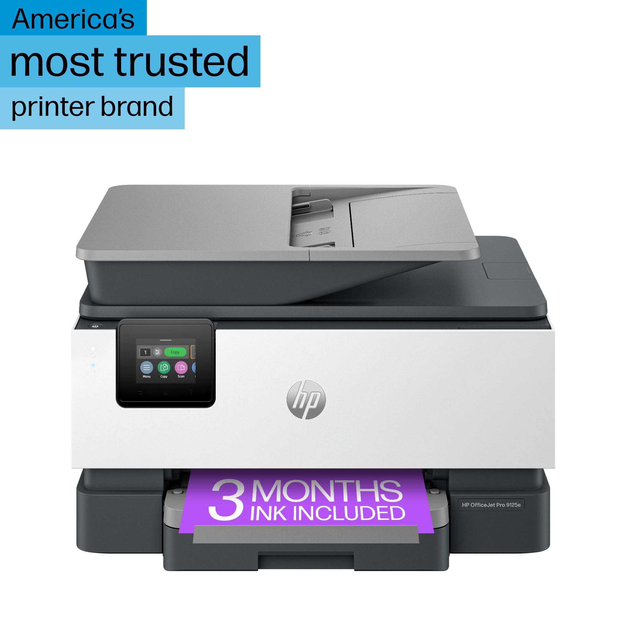 HP OfficeJet Pro 9125e All-in-One Wireless Color Printer for Small & Medium Business - Print, Copy, Scan, Fax with Touchscreen & Smart Advance Scan - Includes 3 Months Instant Ink - Perfect for Home Office & Remote Work