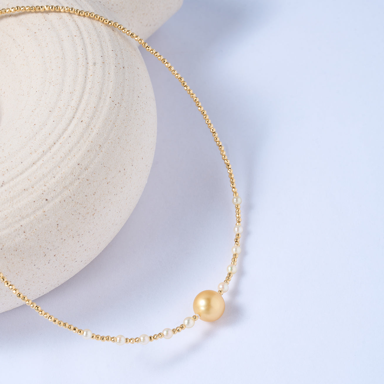 18K Solid Gold South Sea Golden Pearl Necklace KN00123 | Elegant Luxury Jewelry for Women, Wedding, Anniversary & Special Occasion Gifts