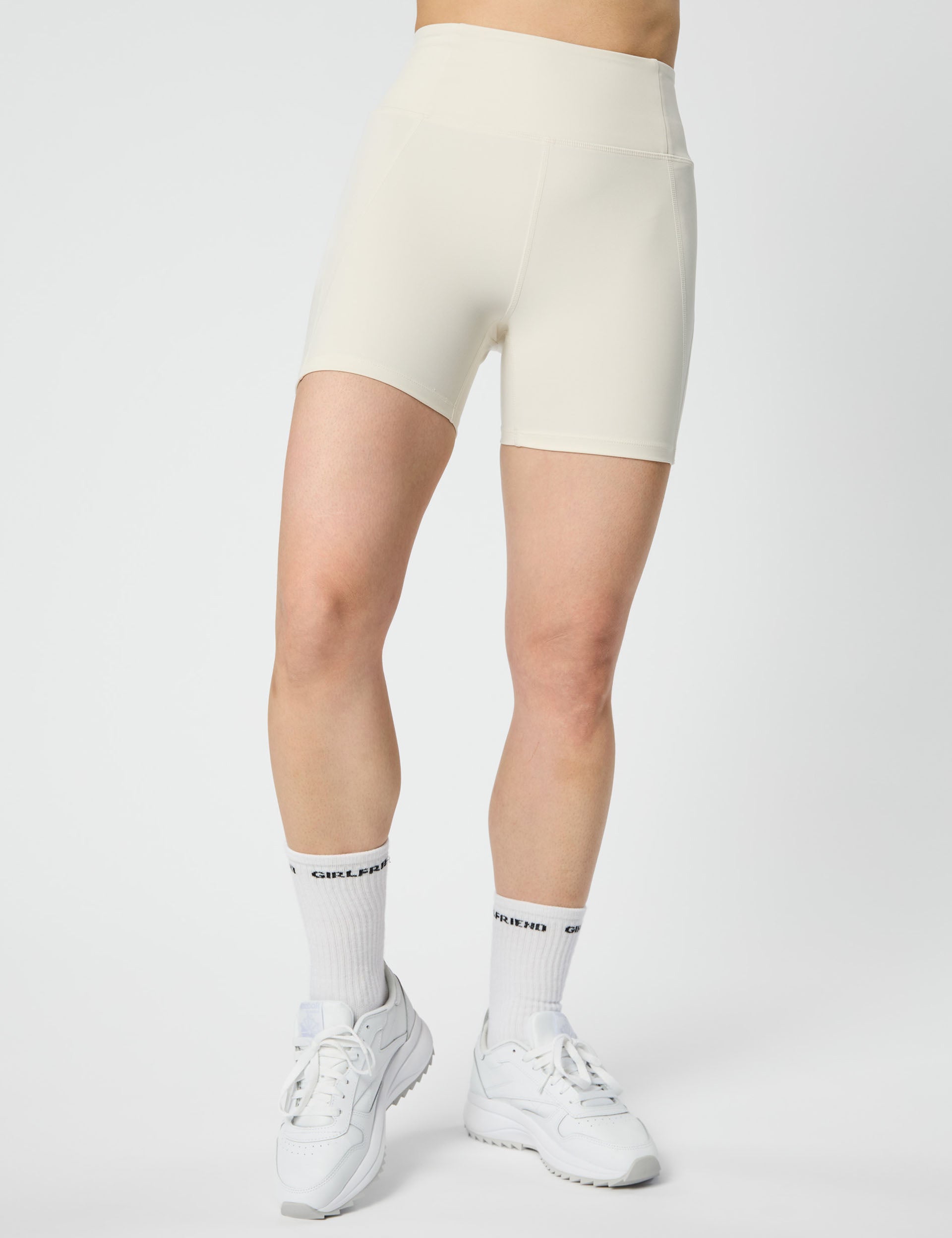 High Waisted Running Shorts for Women - Comfortable & Breathable Ivory Workout Shorts - Perfect for Jogging, Gym & Yoga