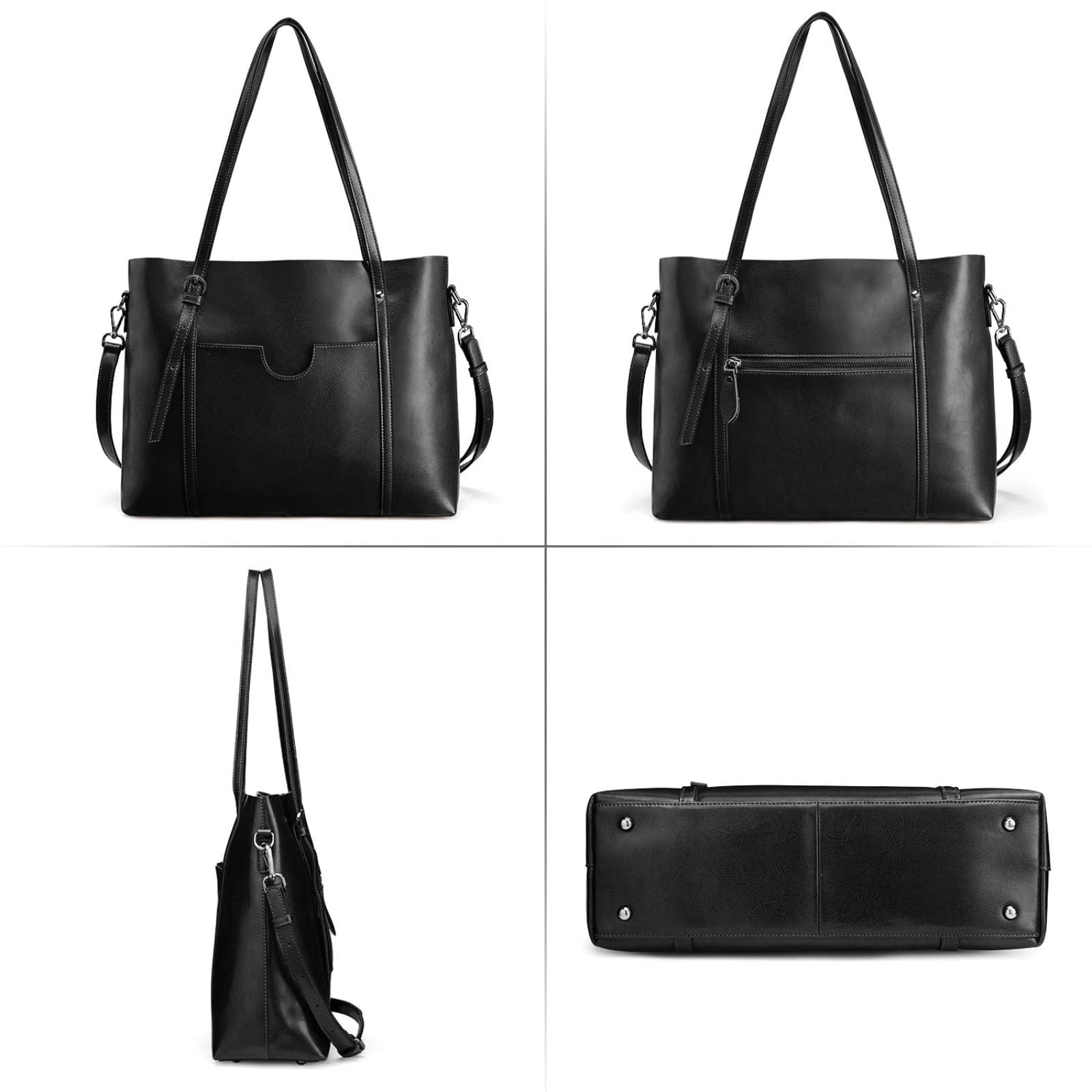 S-ZONE Women's Cow Split Leather Top Handle Satchel Tote Shoulder Bag - Large Capacity Work Bag for Office, Commute & Travel | Stylish & Durable Handbag for Professional Women