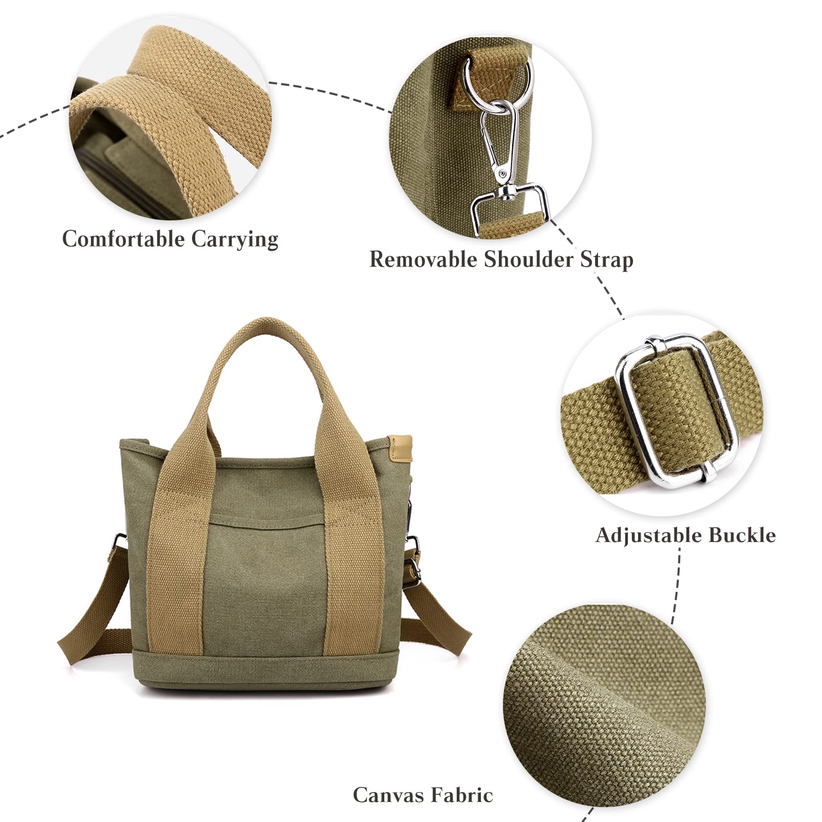 Stylish Canvas Tote Bag for Women - Small Handbag, Satchel, Shoulder & Crossbody Bag with Top Handle - Perfect for Work, Travel & Everyday Use